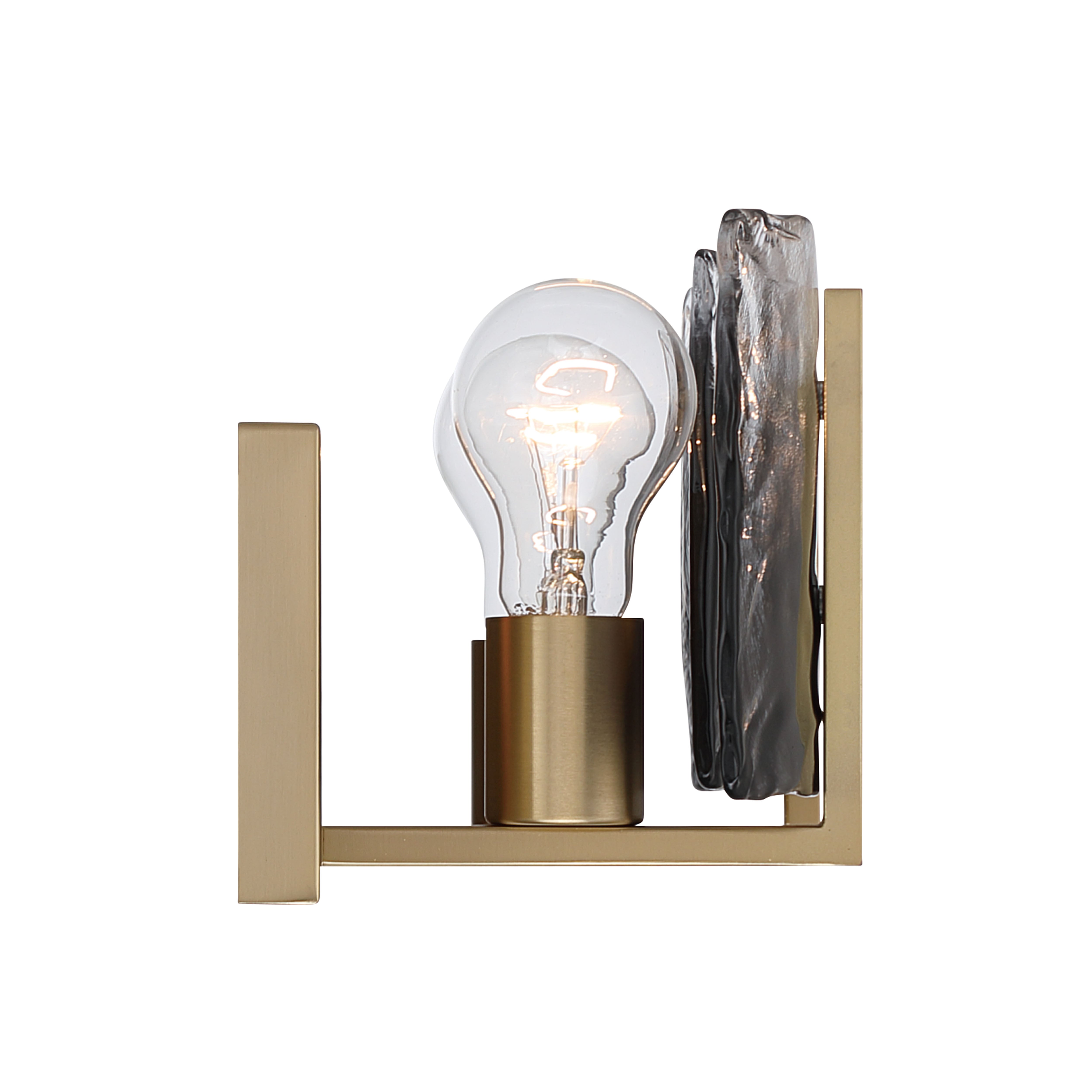 Yep by Golden Lighting Aenon 2-light Vanity in Brushed Champagne Brass with Smokey Water Glass