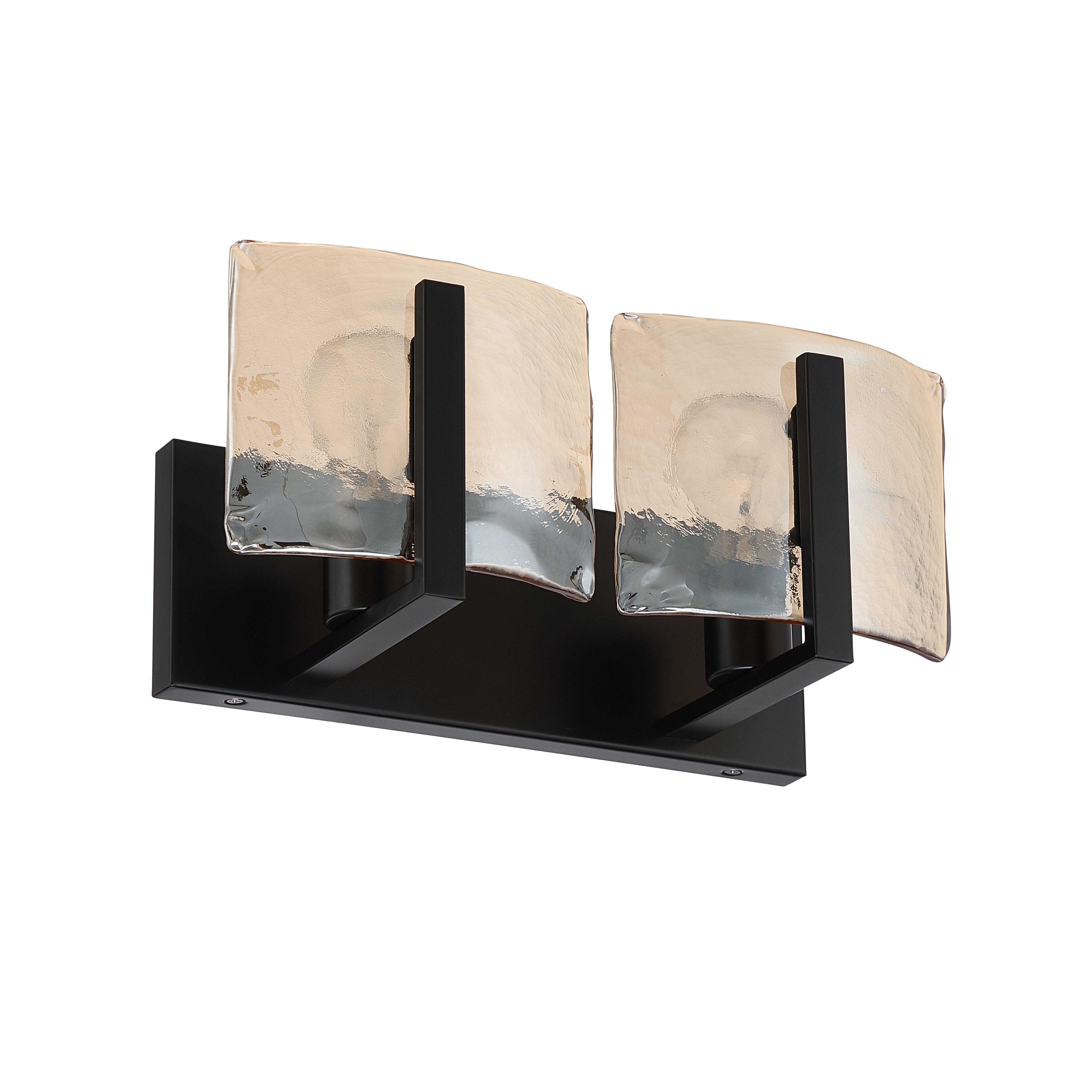 Aenon 2-light Vanity in Matte Black with Amber Water Glass - - Golden Lighting