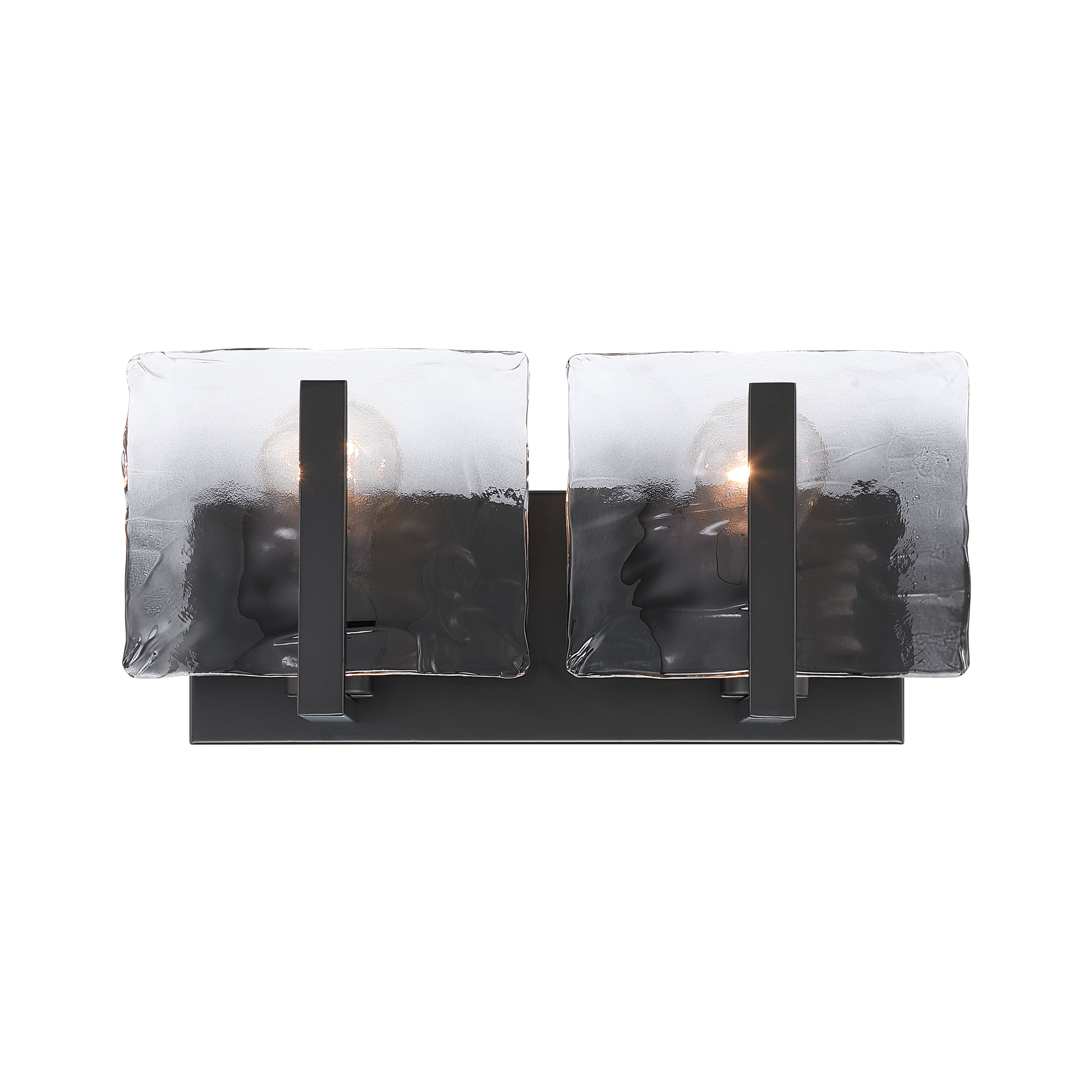 Aenon 2-light Vanity in Matte Black with Smokey Water Glass - - Golden Lighting