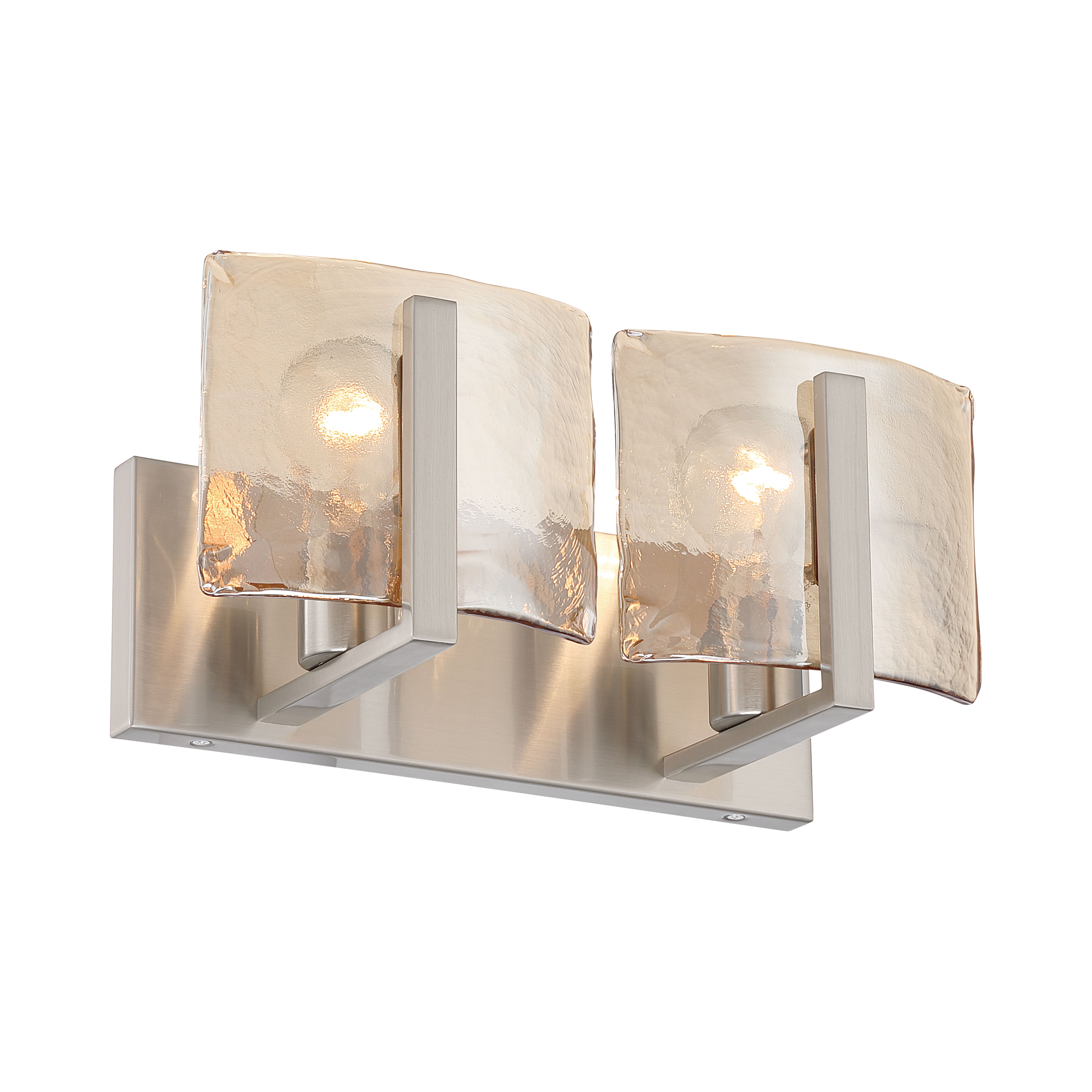 Aenon 2-light Vanity in Pewter with Amber Water Glass - - Golden Lighting