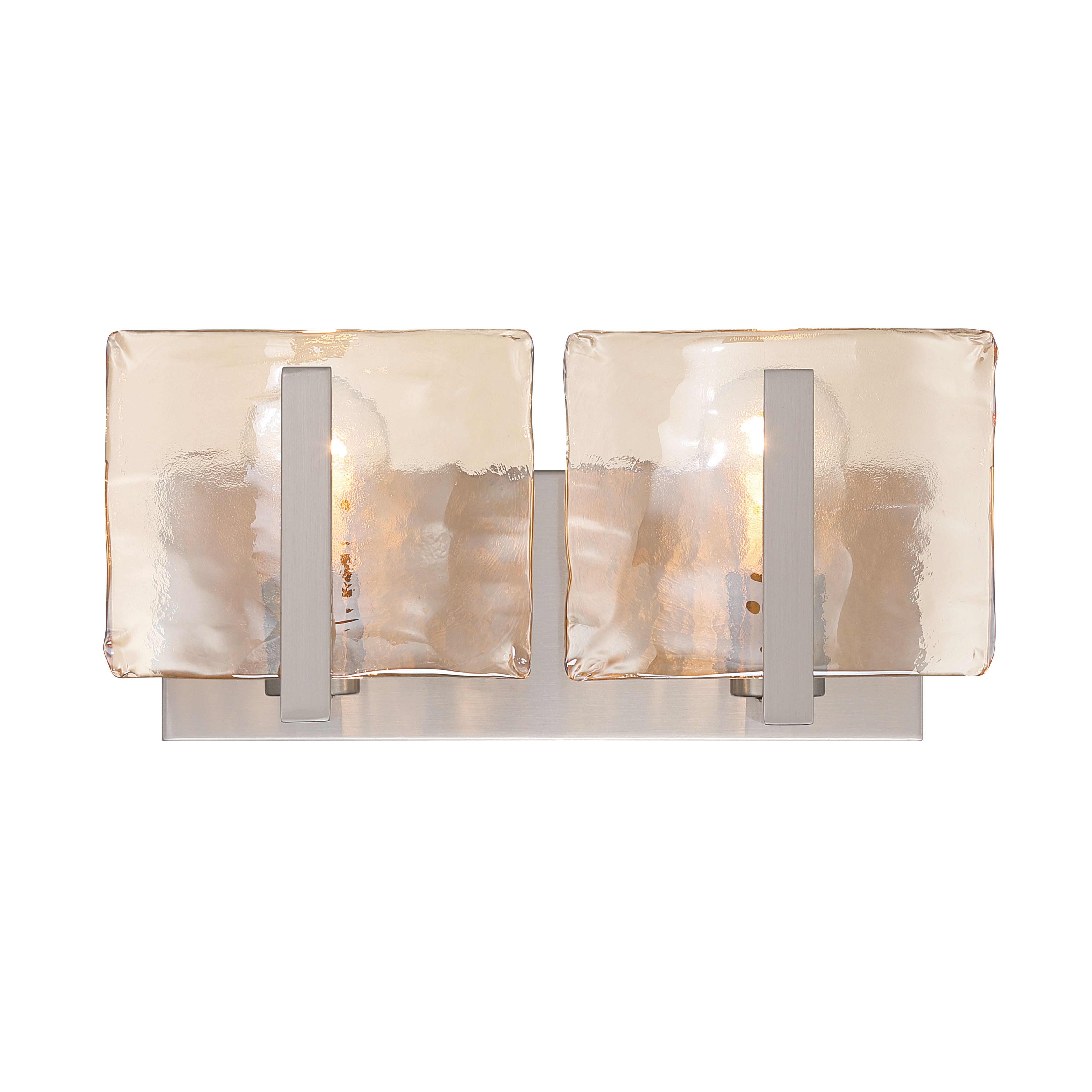 Aenon 2-light Vanity in Pewter with Amber Water Glass - - Golden Lighting
