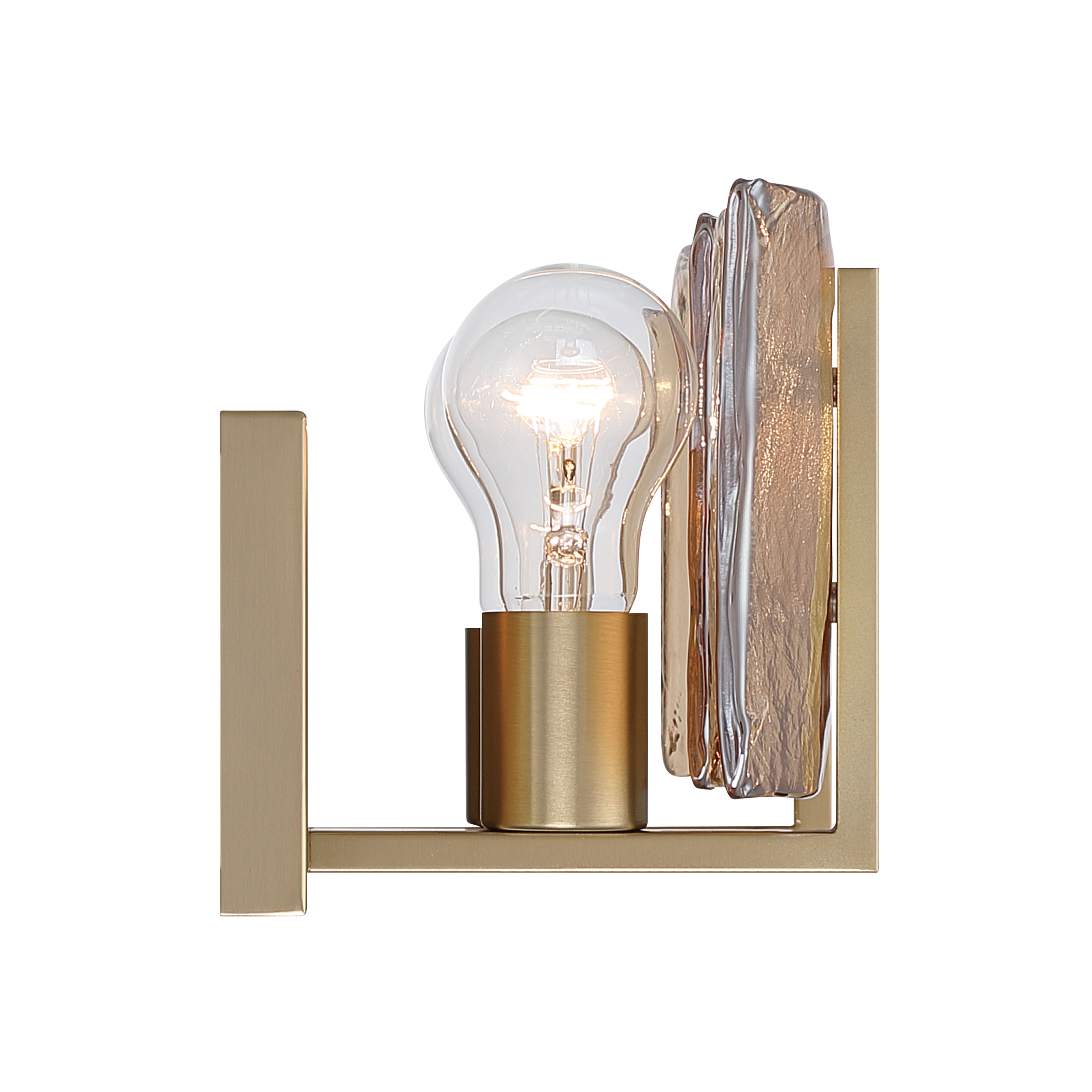 Yep by Golden Lighting Aenon 2-light Vanity in Brushed Champagne Brass with Amber Water Glass - Default Title - Golden Lighting