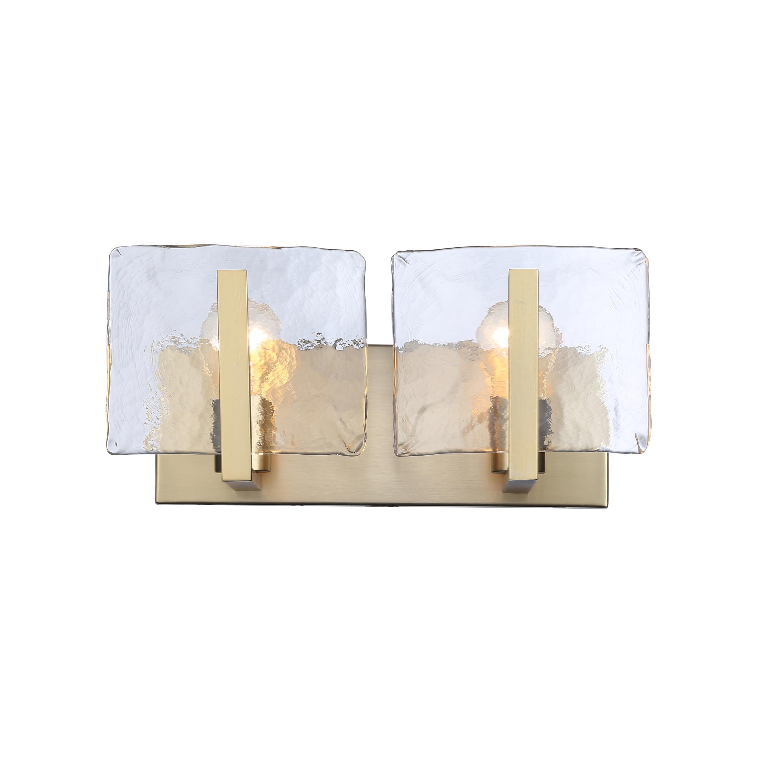 Aenon BCB 2 Light Bath Vanity in Brushed Champagne Bronze with Hammered Water Glass Shade - - Golden Lighting