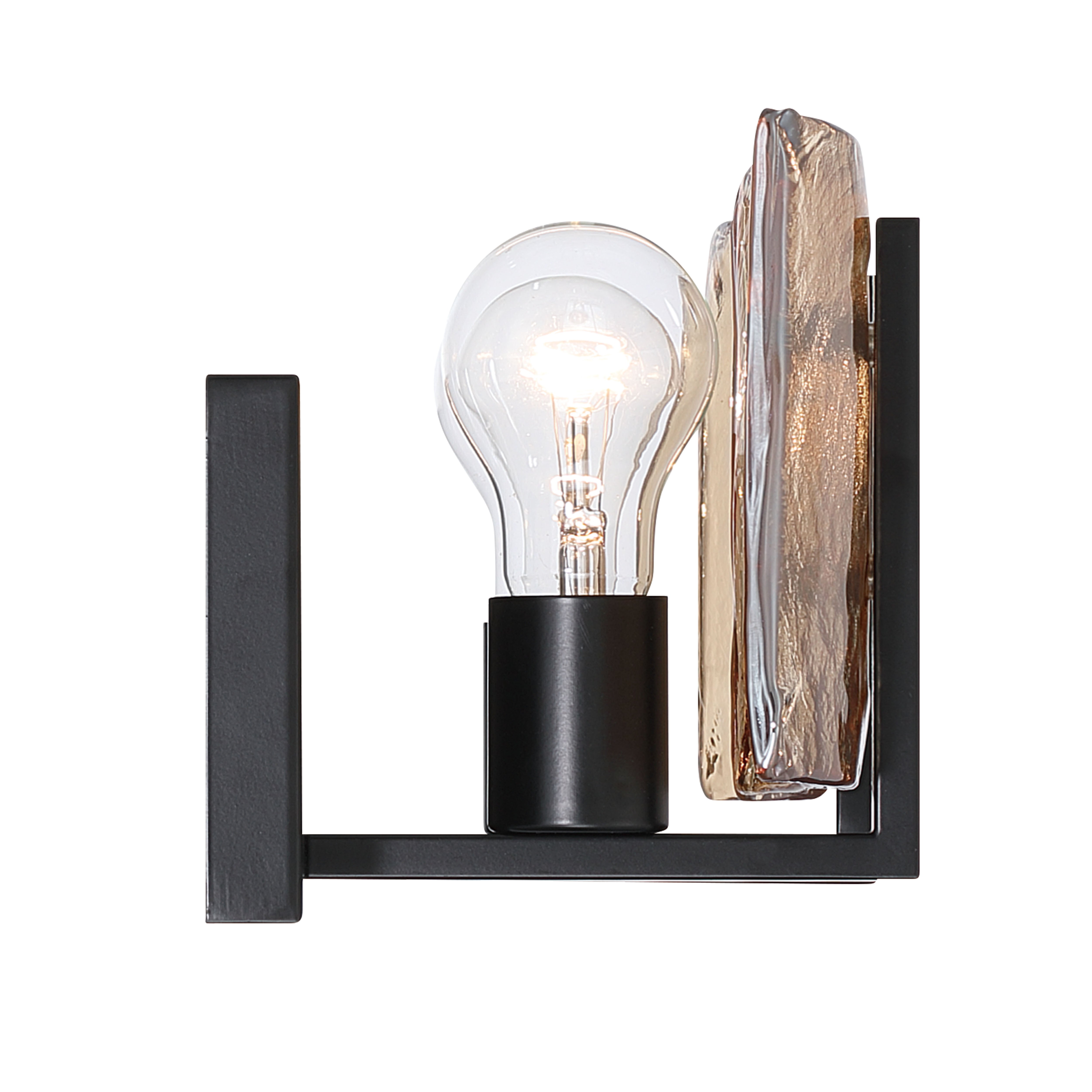 Yep by Golden Lighting Aenon 2-light Vanity in Matte Black with Amber Water Glass - Default Title - Golden Lighting