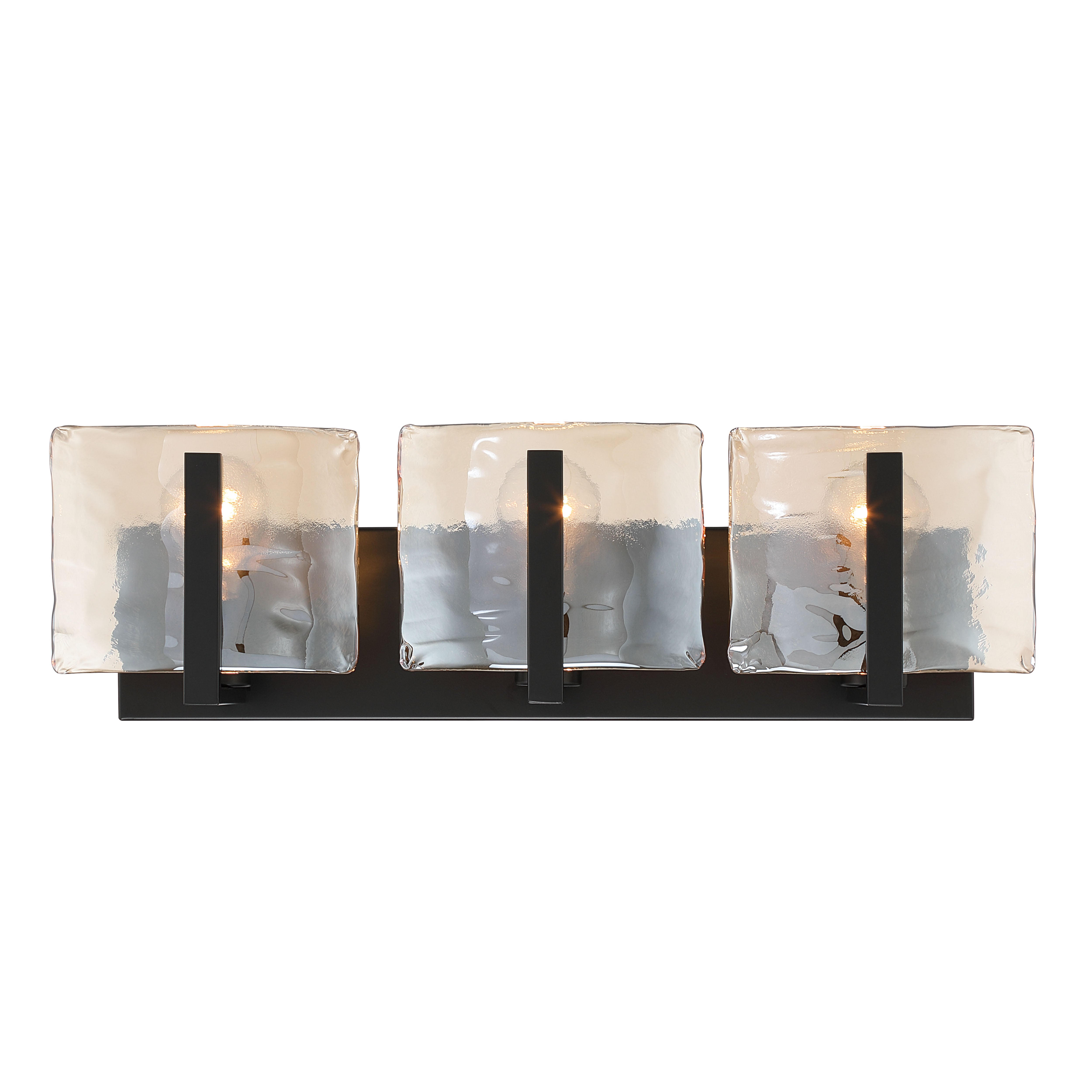 Aenon 3-light Vanity in Matte Black with Amber Water Glass - - Golden Lighting