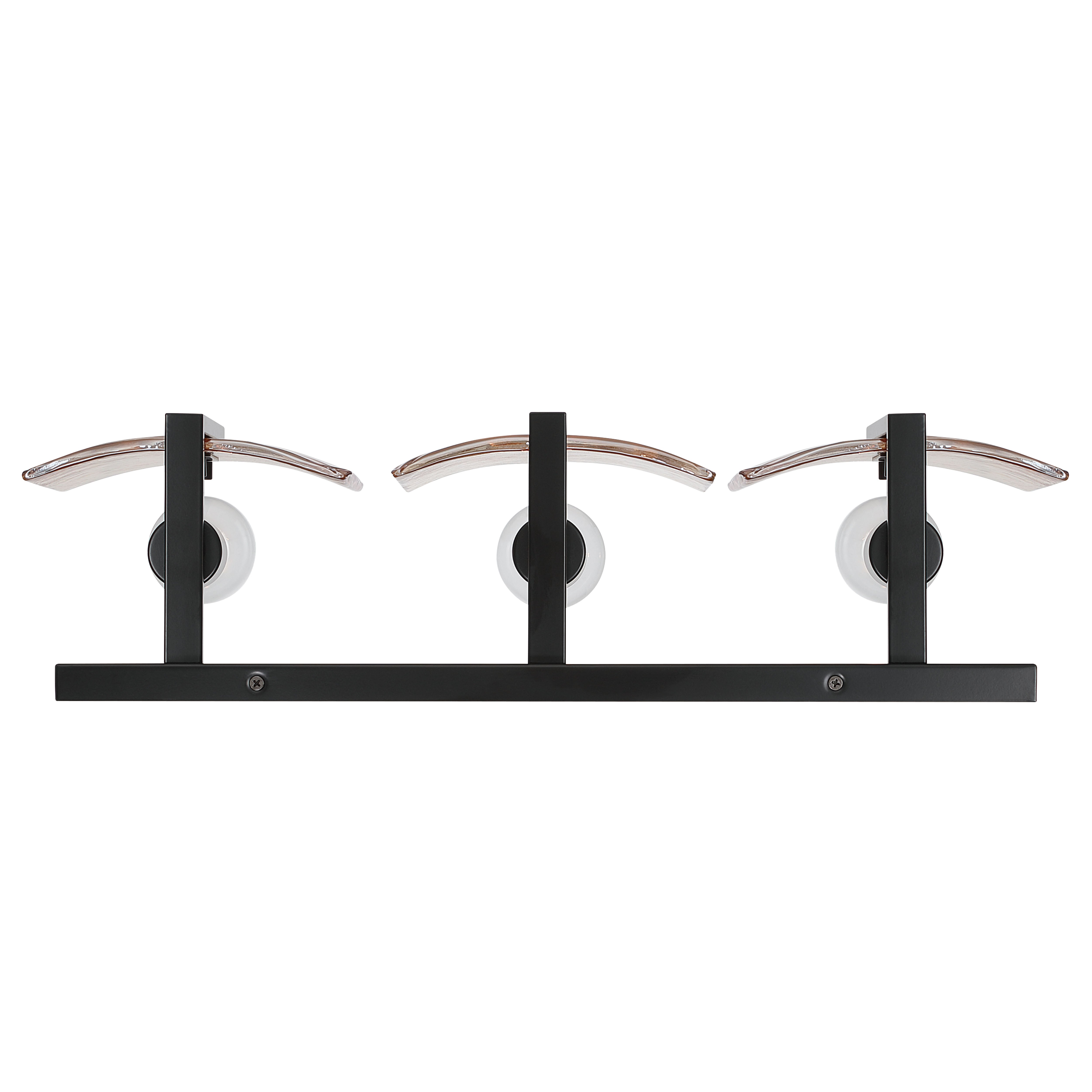 Aenon 3-light Vanity in Matte Black with Amber Water Glass - - Golden Lighting