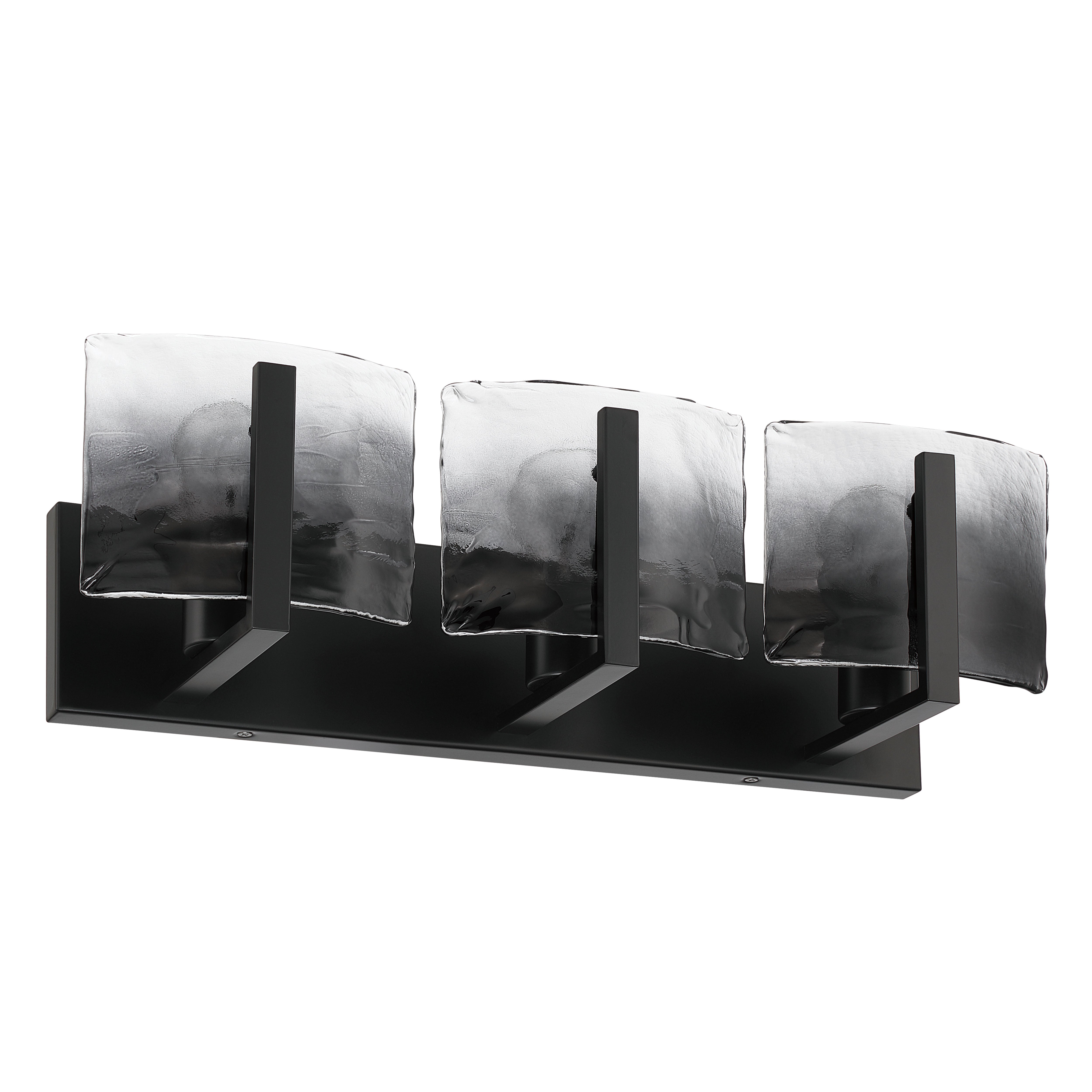 Aenon 3-light Vanity in Matte Black with Smokey Water Glass - - Golden Lighting