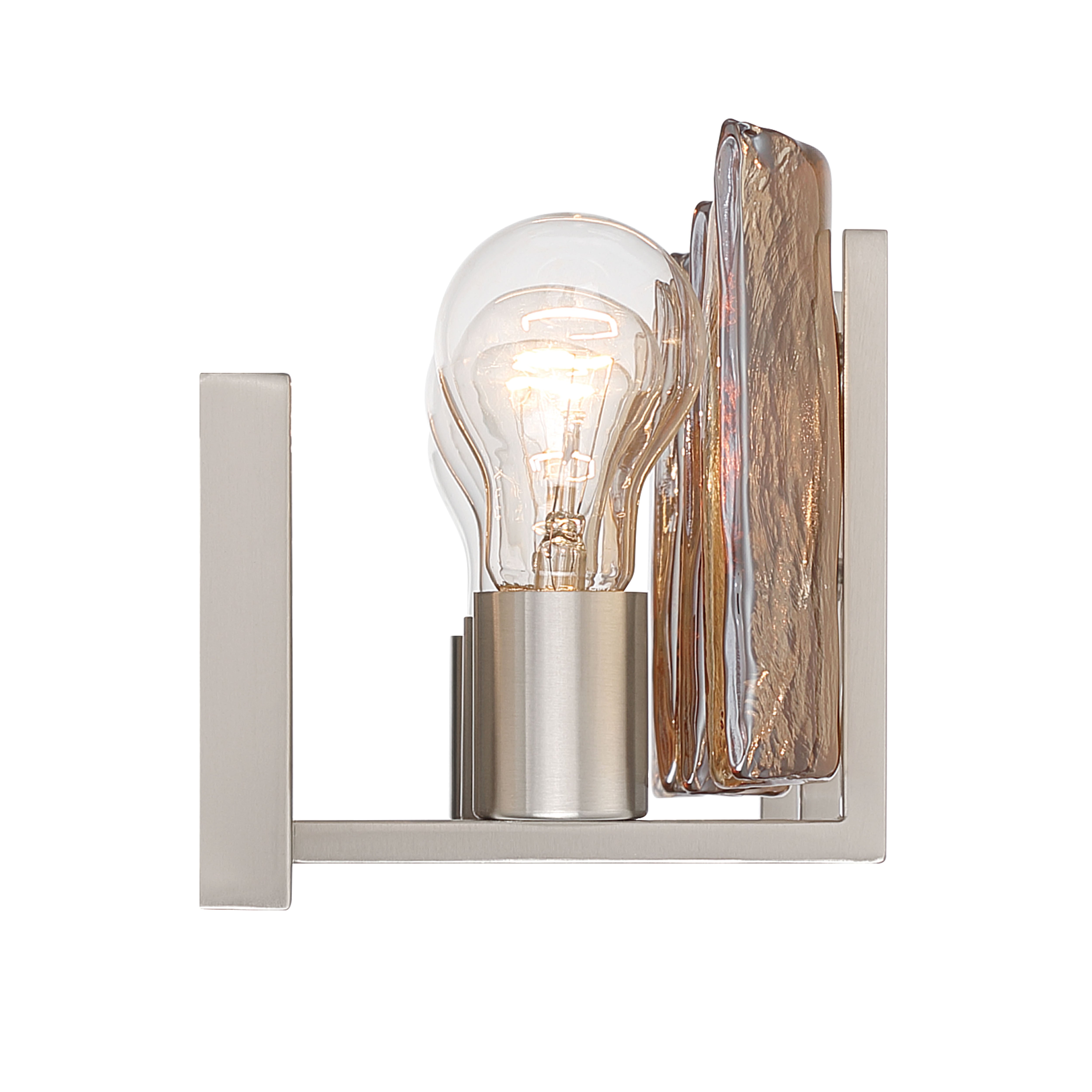 Aenon 3-light Vanity in Pewter with Amber Water Glass - - Golden Lighting