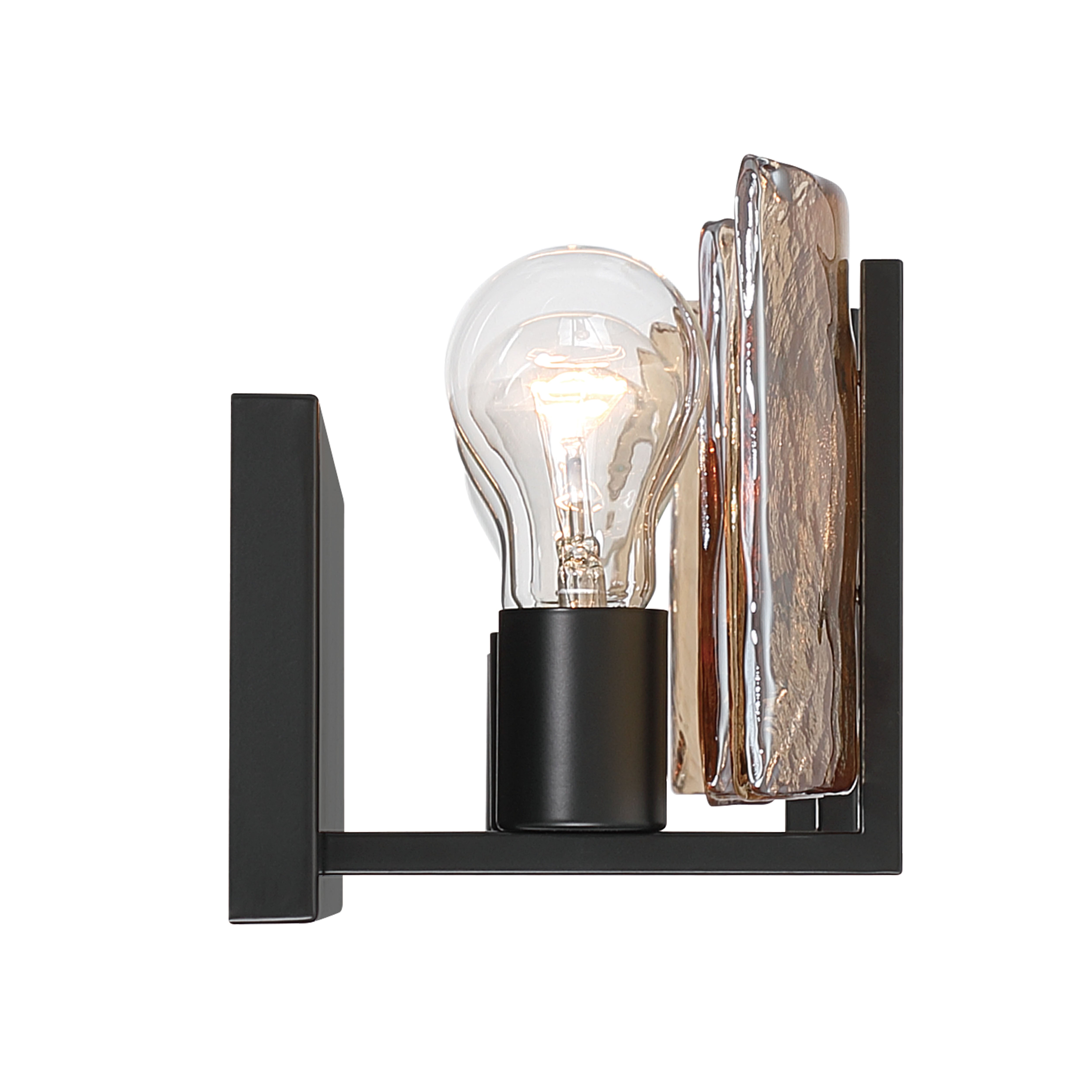 Yep by Golden Lighting Aenon 3-light Vanity in Matte Black with Amber Water Glass - Default Title - Golden Lighting