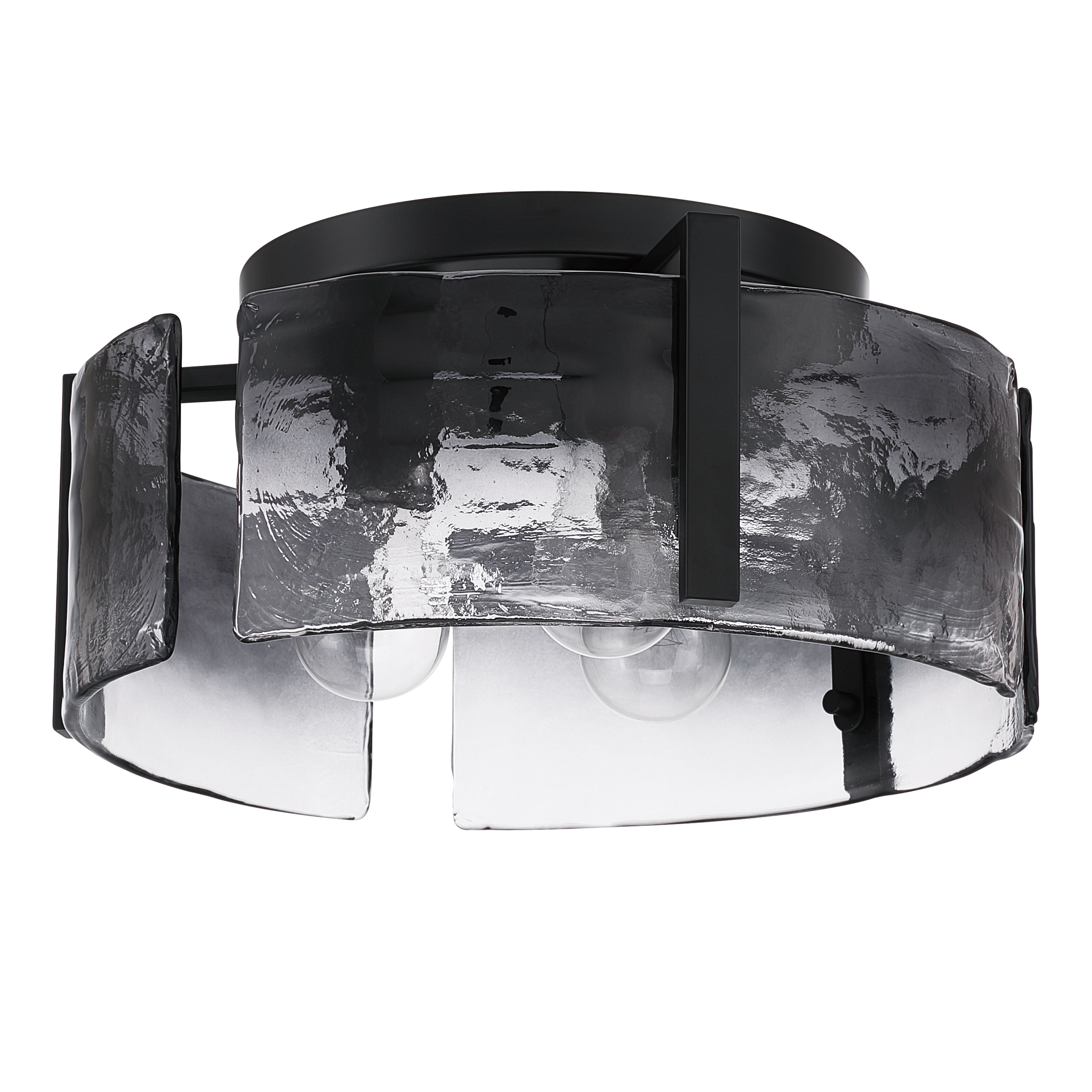Aenon 3-light Flush Mount in Matte Black with Smokey Water Glass - - Golden Lighting