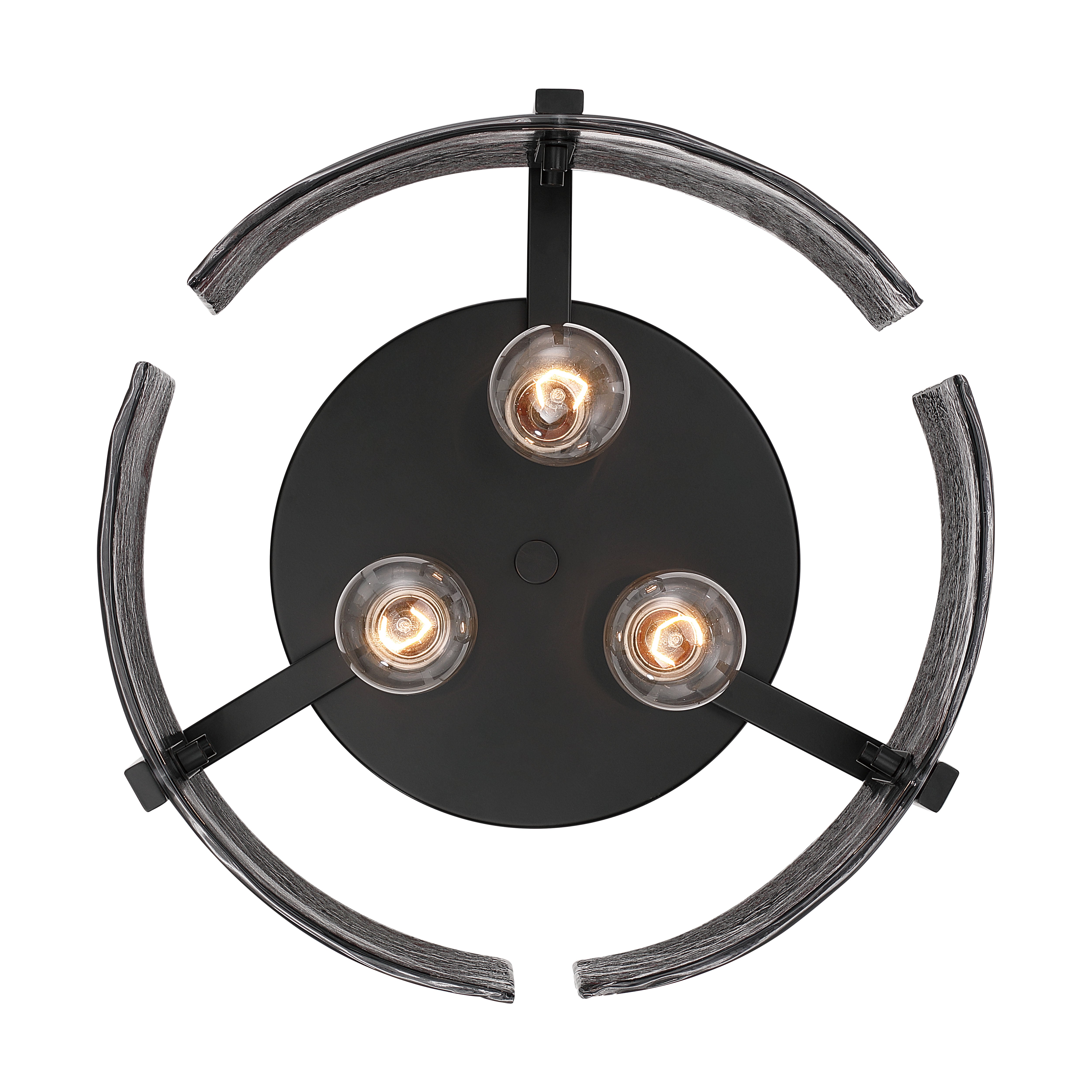 Aenon 3-light Flush Mount in Matte Black with Smokey Water Glass - - Golden Lighting
