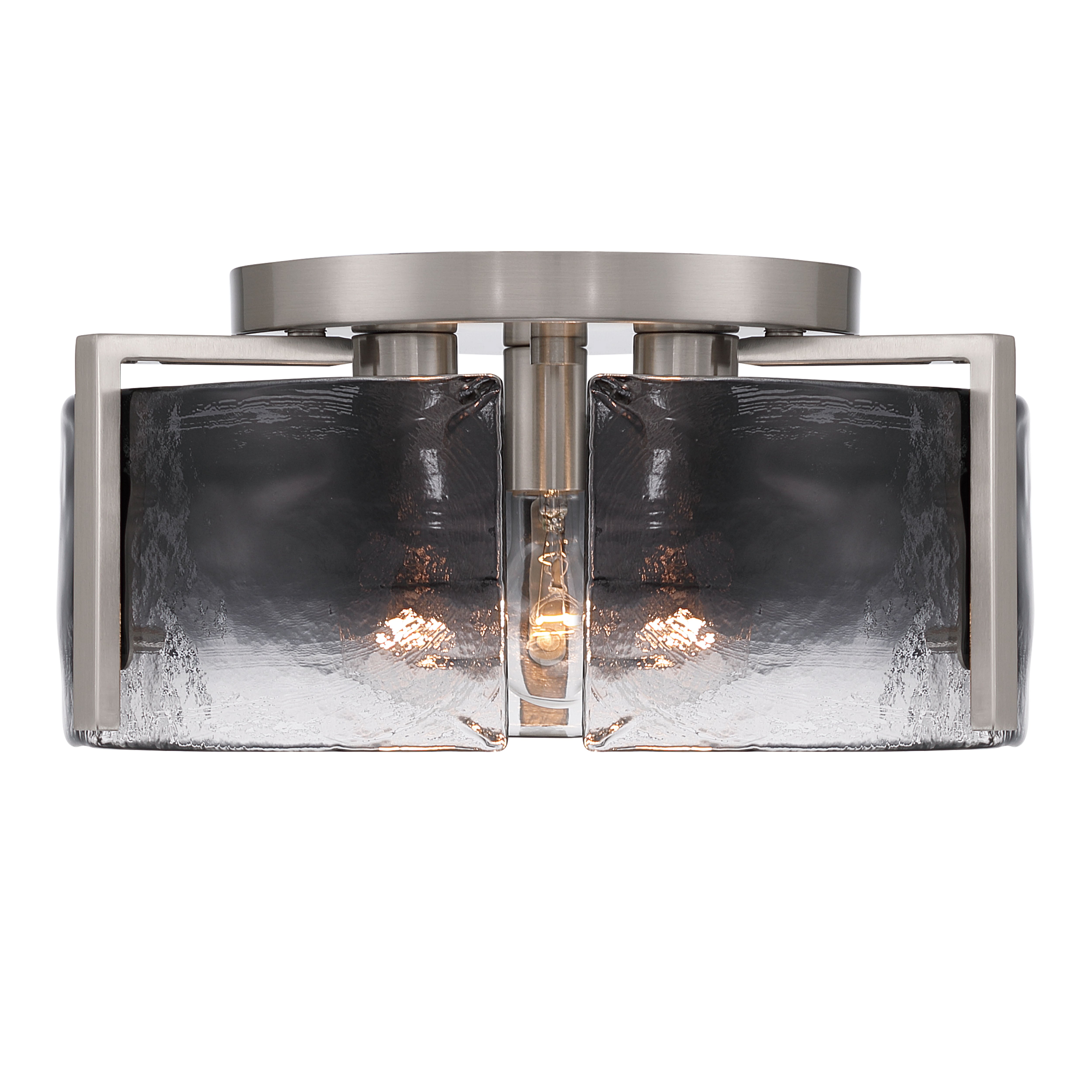 Aenon 3-light Flush Mount in Pewter with Smokey Water Glass - - Golden Lighting