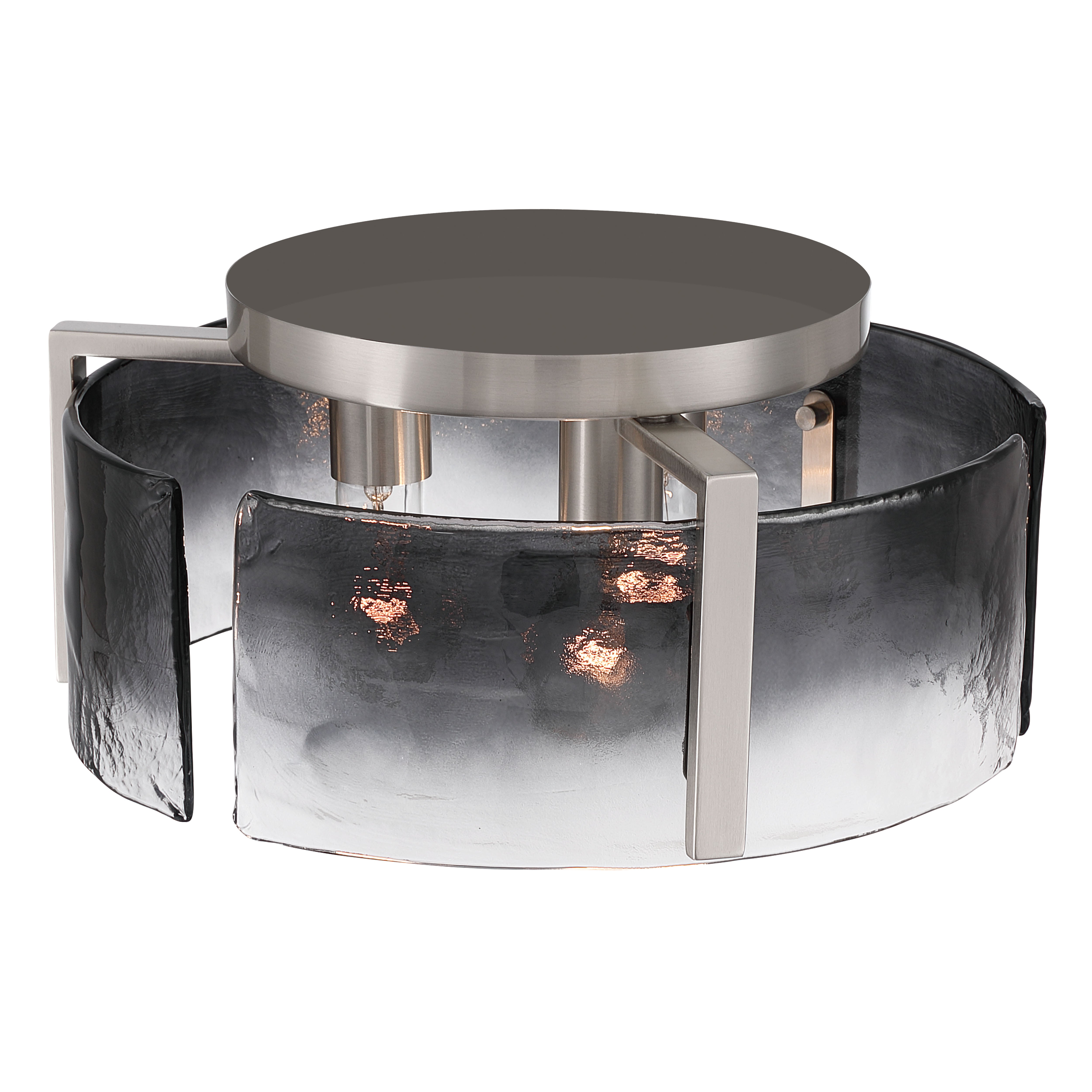 Aenon 3-light Flush Mount in Pewter with Smokey Water Glass - - Golden Lighting