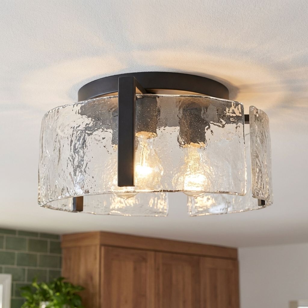 Aenon 3-light Flush Mount in Matte Black, alternate view - Golden Lighting