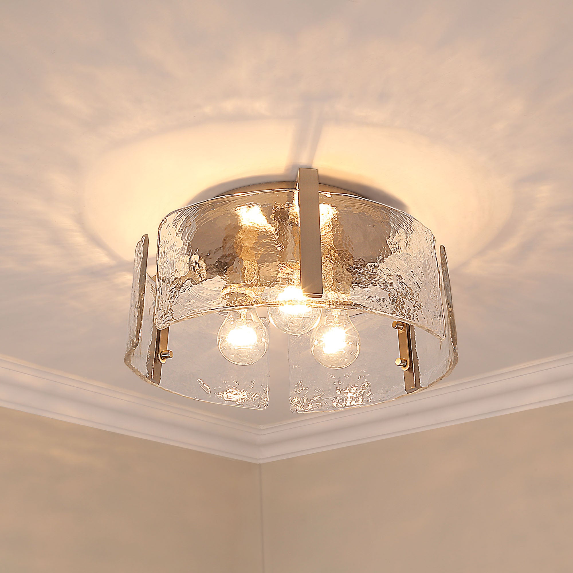 Aenon 3-light Flush Mount in Pewter - - Golden Lighting