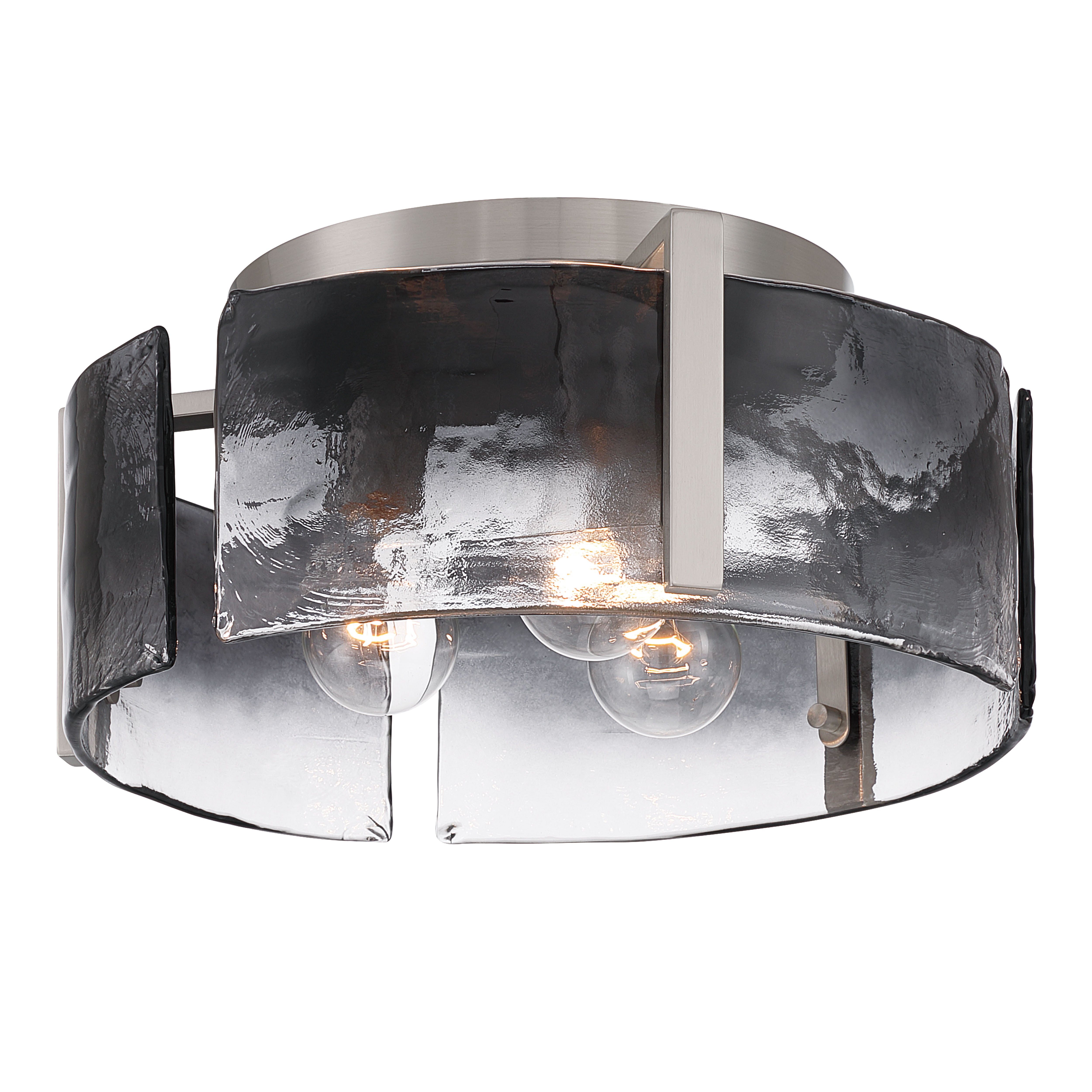 Yep by Golden Lighting Aenon 3-light Flush Mount in Pewter with Smokey Water Glass - - Golden Lighting