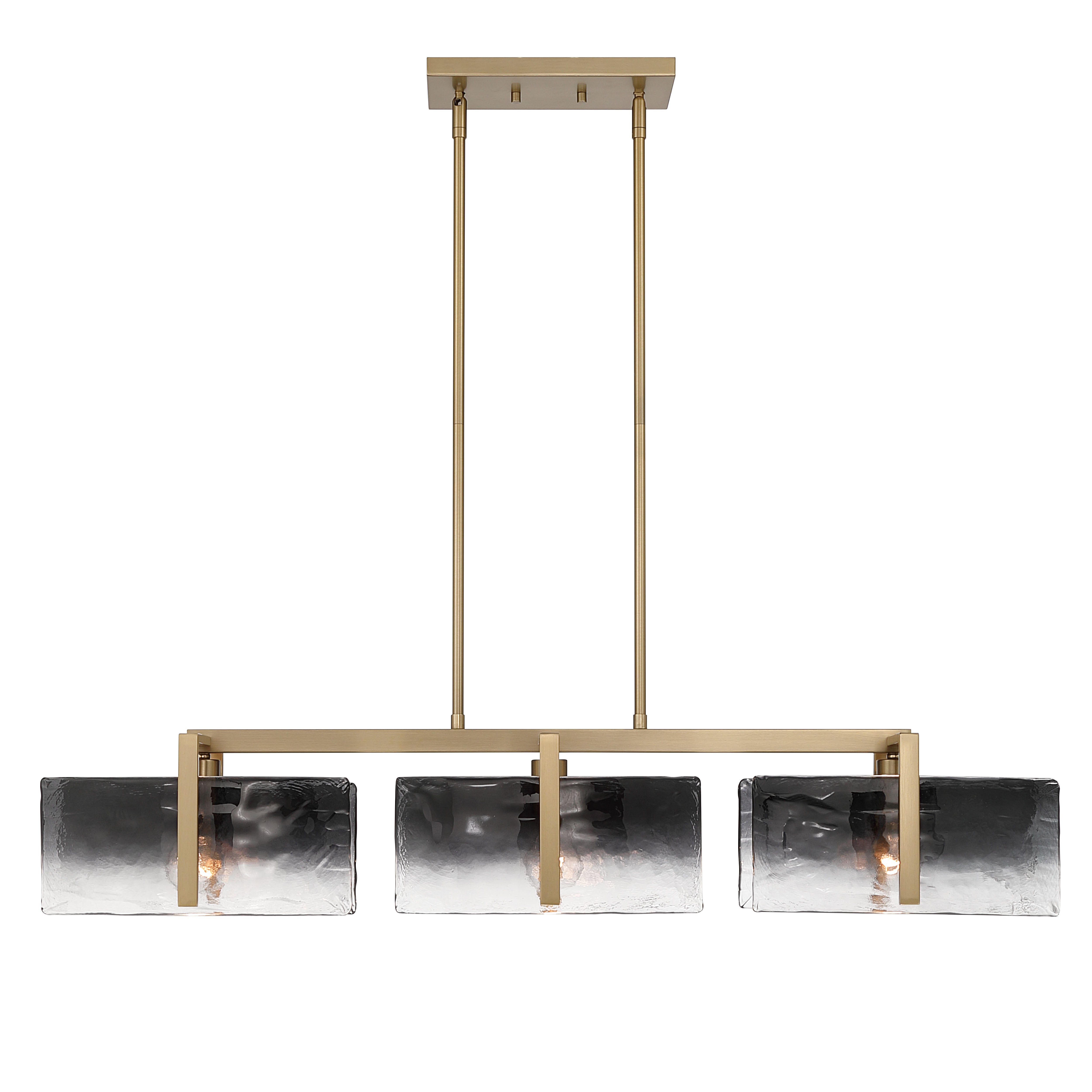 Yep by Golden Lighting Aenon 3-light Island Light in Brushed Champagne Brass with Smokey Water Glass - - Golden Lighting