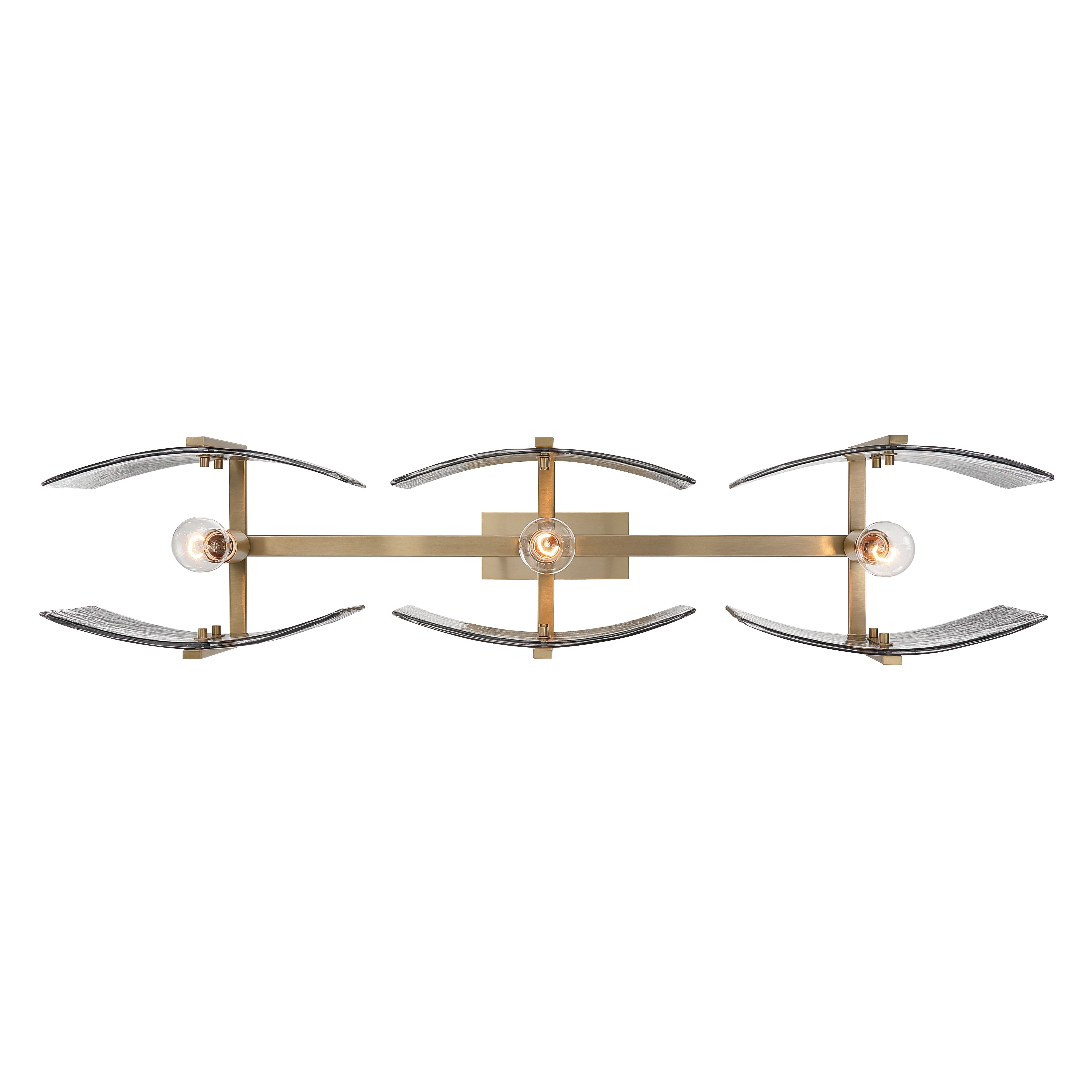 Yep by Golden Lighting Aenon 3-light Island Light in Brushed Champagne Brass with Smokey Water Glass - - Golden Lighting