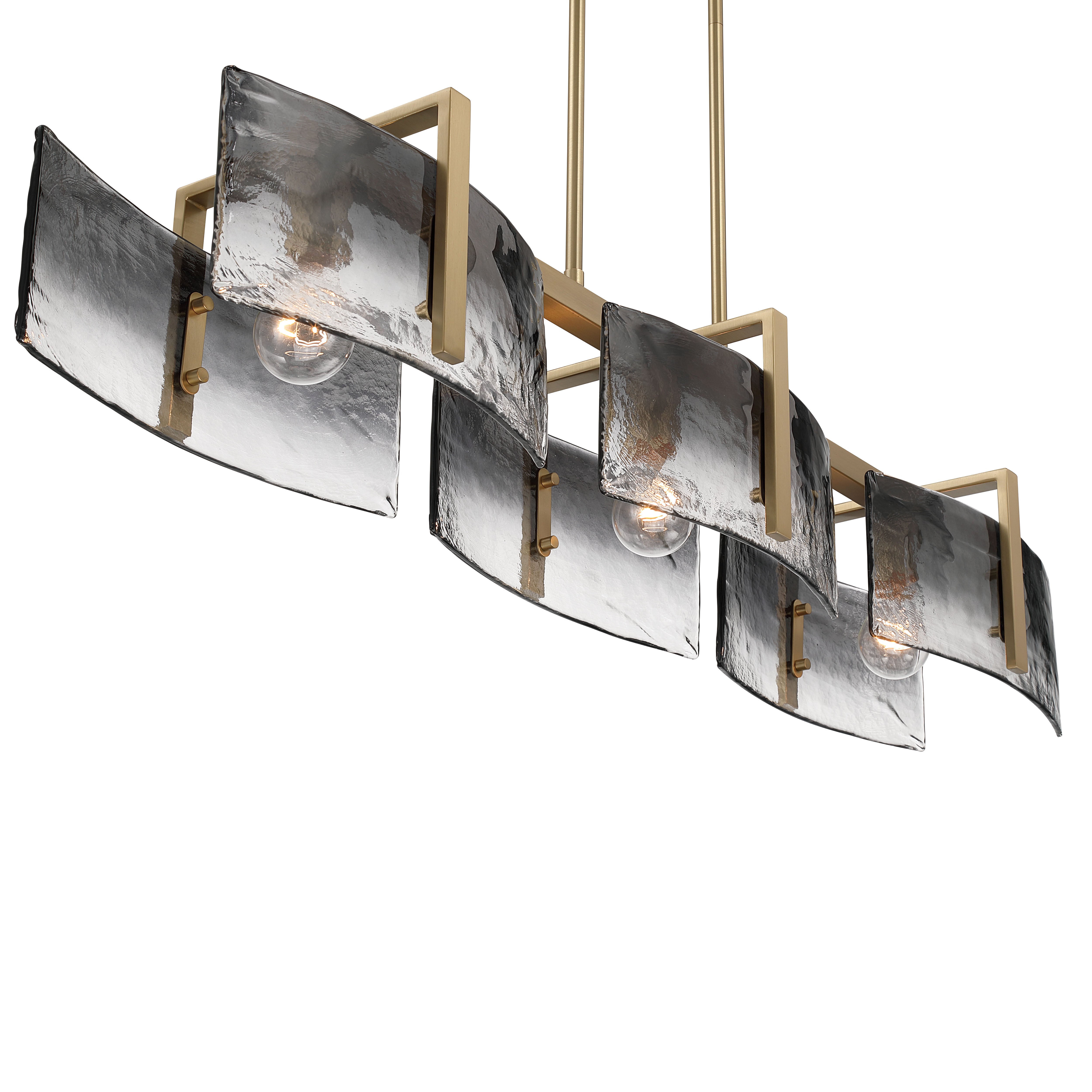 Yep by Golden Lighting Aenon 3-light Island Light in Brushed Champagne Brass with Smokey Water Glass - - Golden Lighting