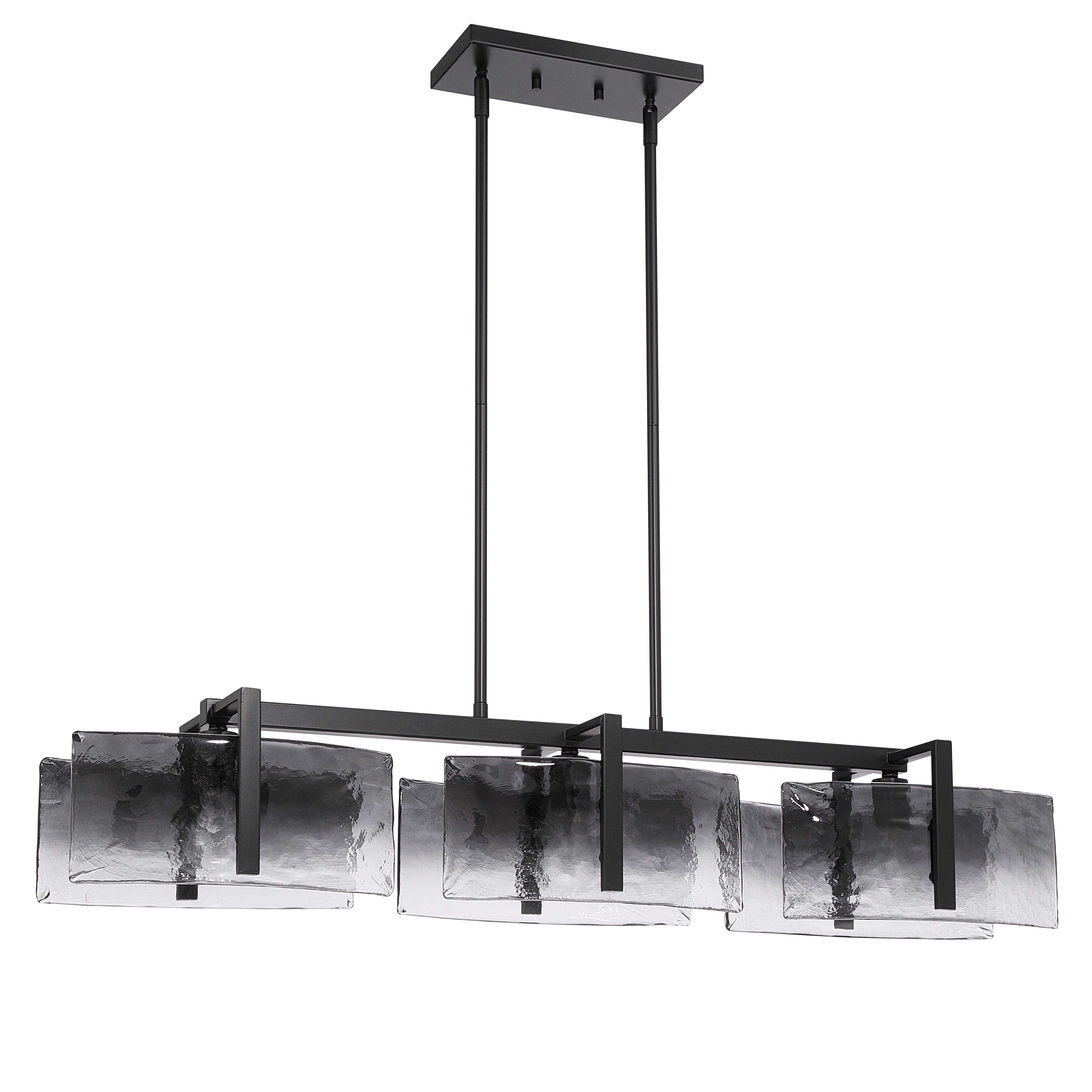 Aenon 3-light Island Light in Matte Black with Smokey Water Glass - - Golden Lighting