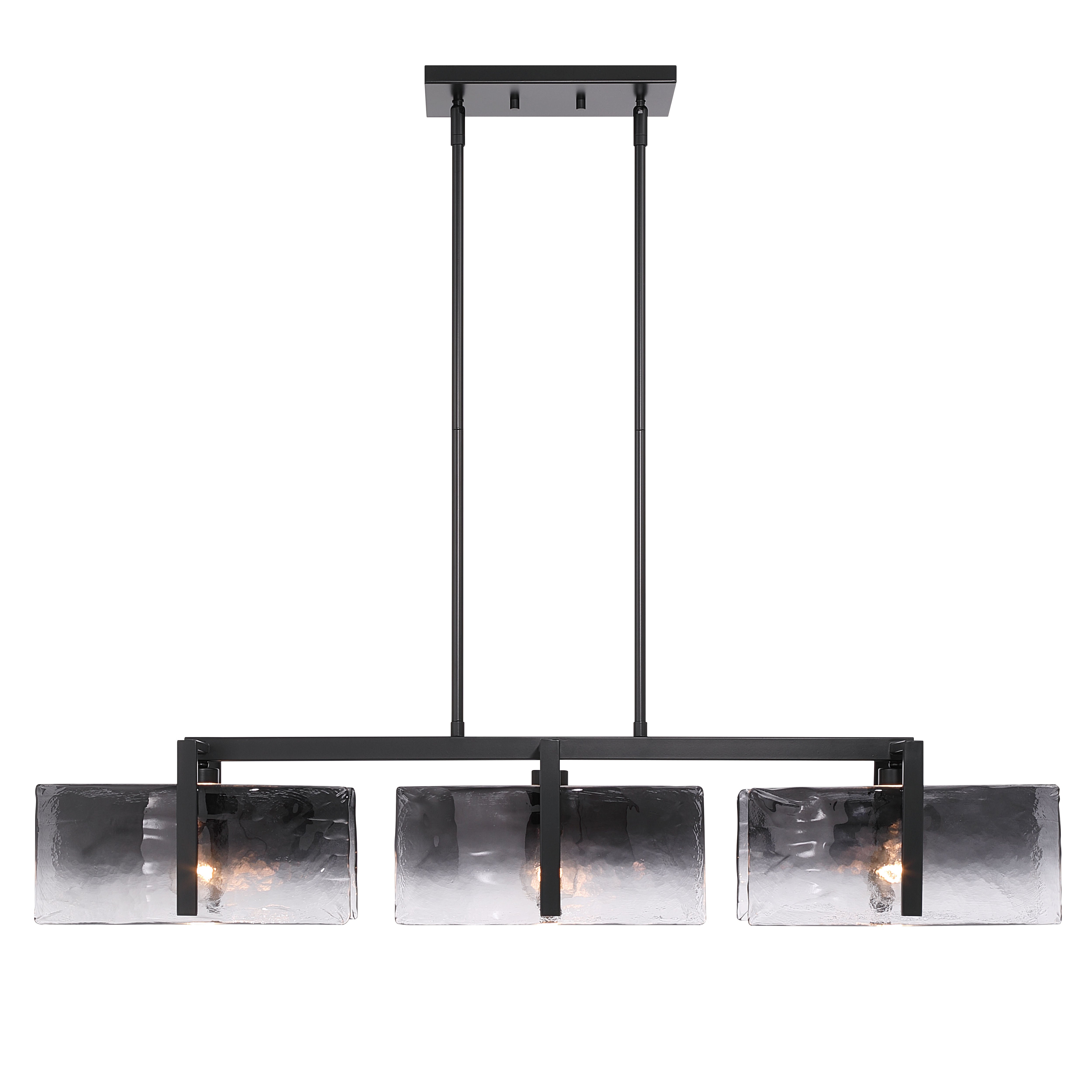 Aenon 3-light Island Light in Matte Black with Smokey Water Glass - - Golden Lighting