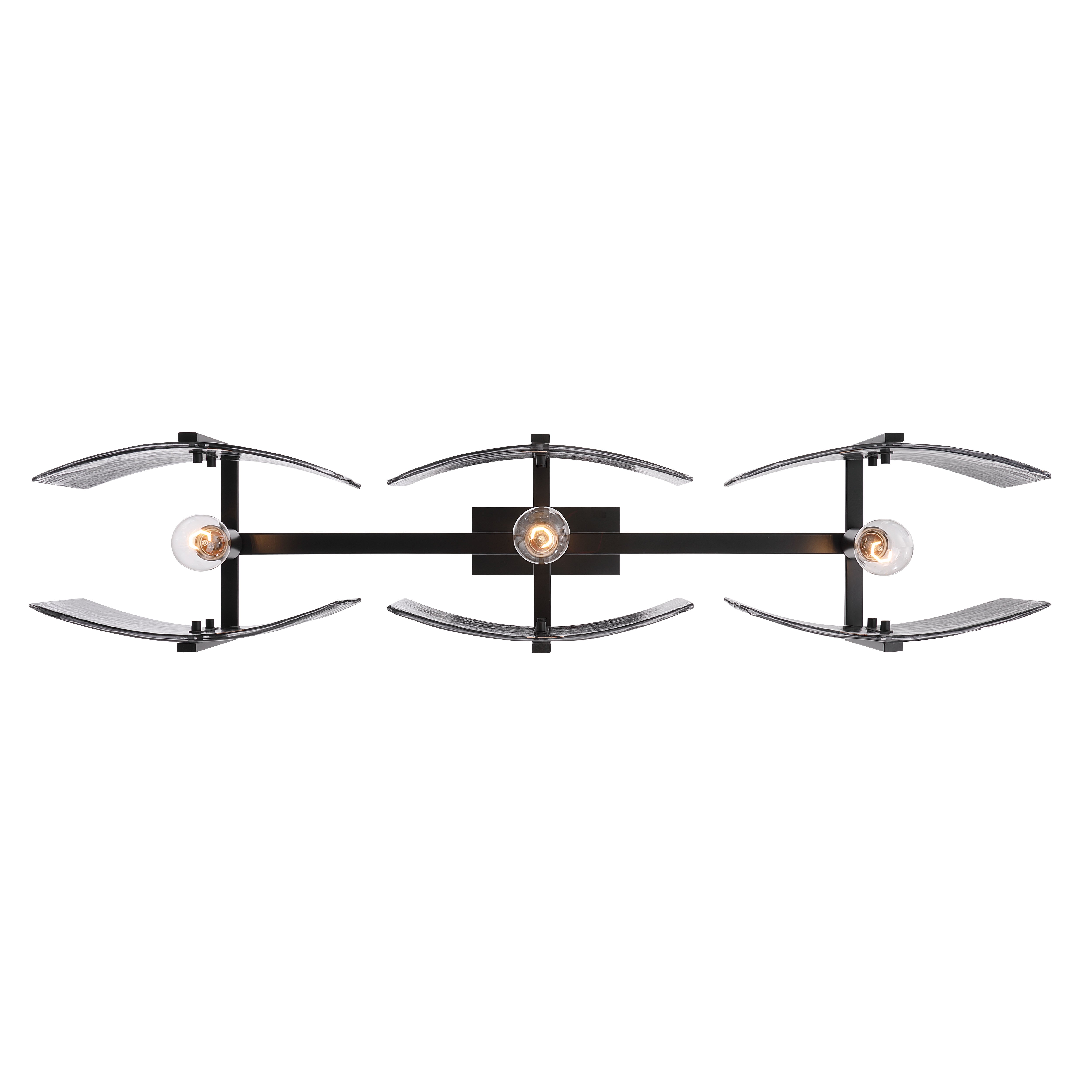 Aenon 3-light Island Light in Matte Black with Smokey Water Glass - - Golden Lighting