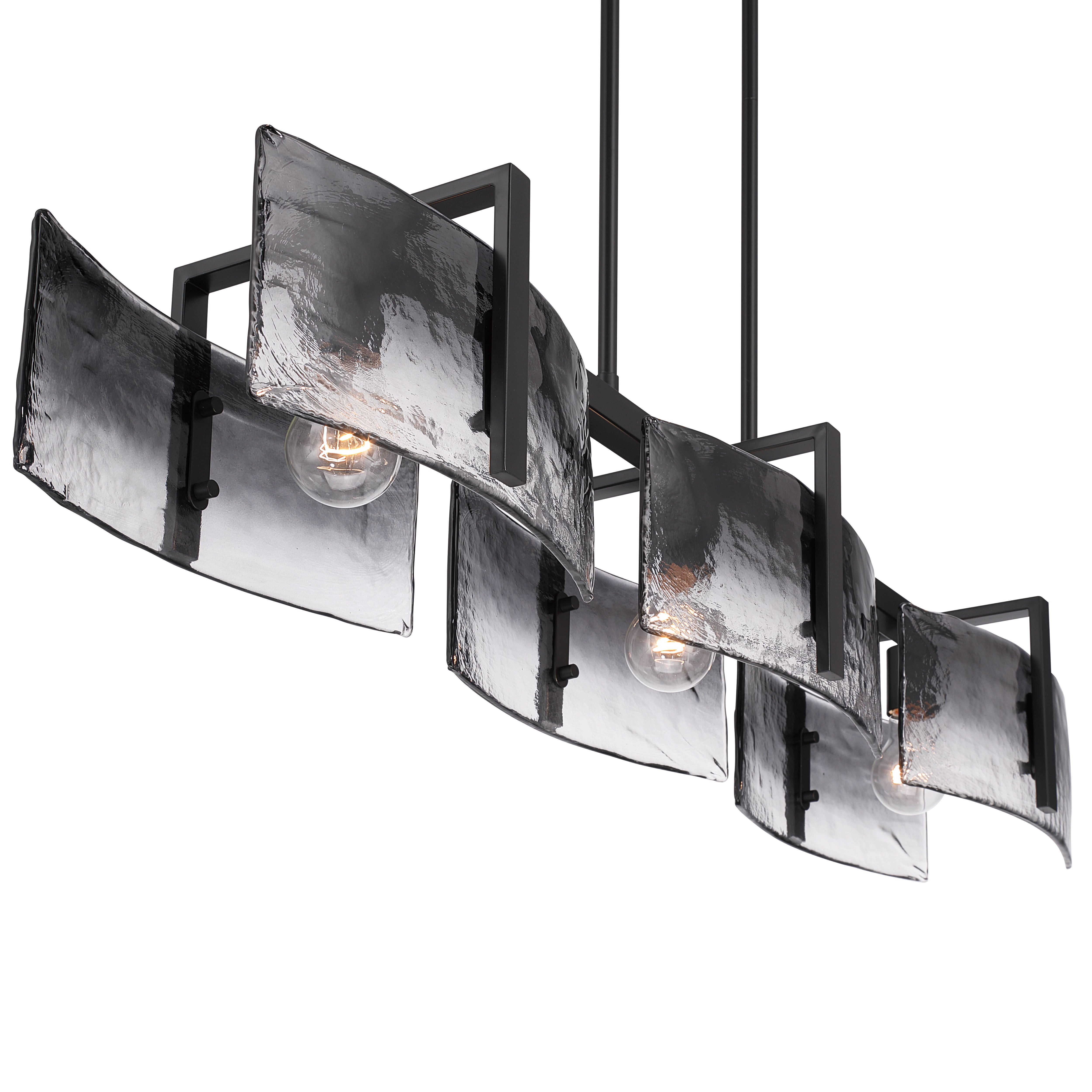Aenon 3-light Island Light in Matte Black with Smokey Water Glass - - Golden Lighting