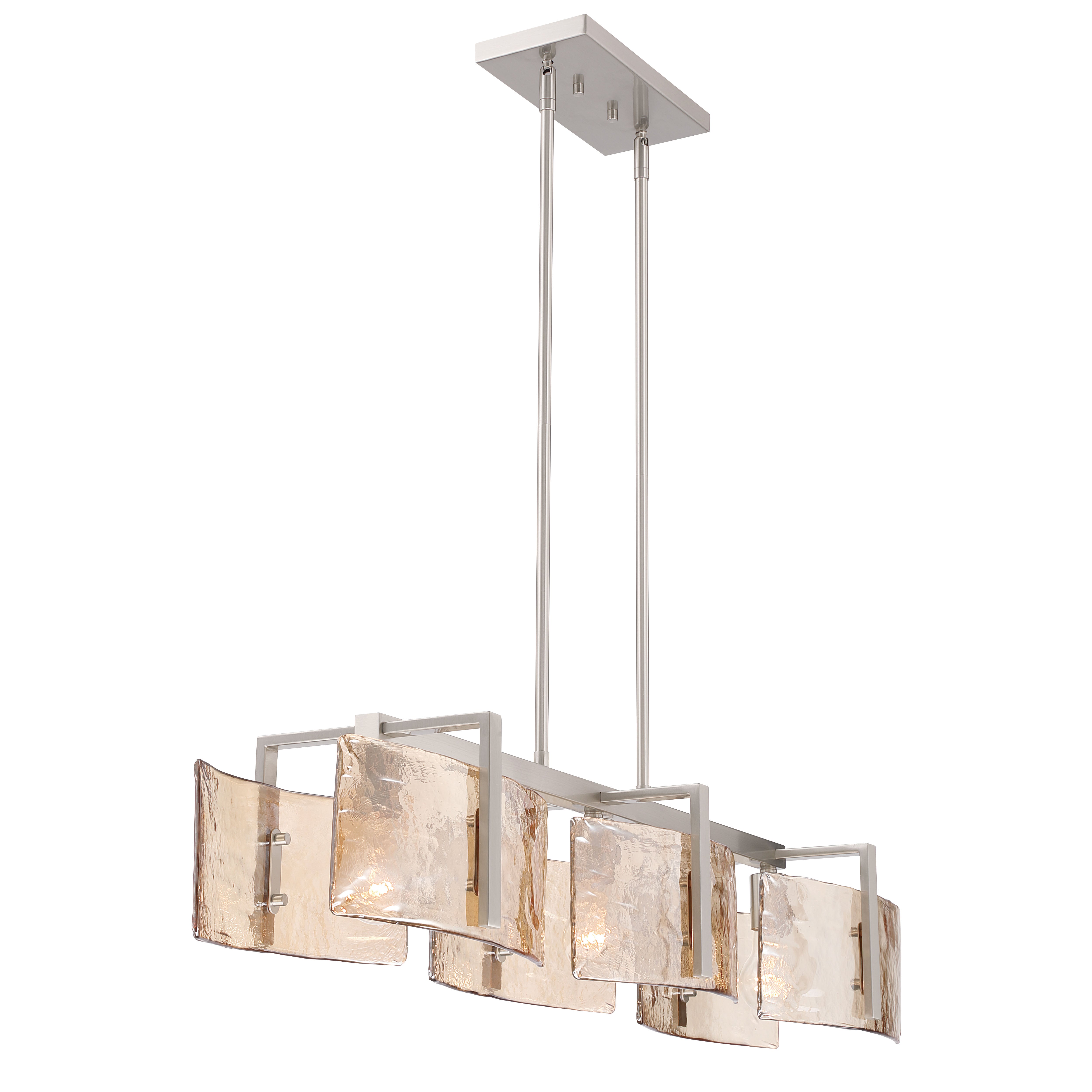 Aenon 3-light Island Light in Pewter with Amber Water Glass - - Golden Lighting