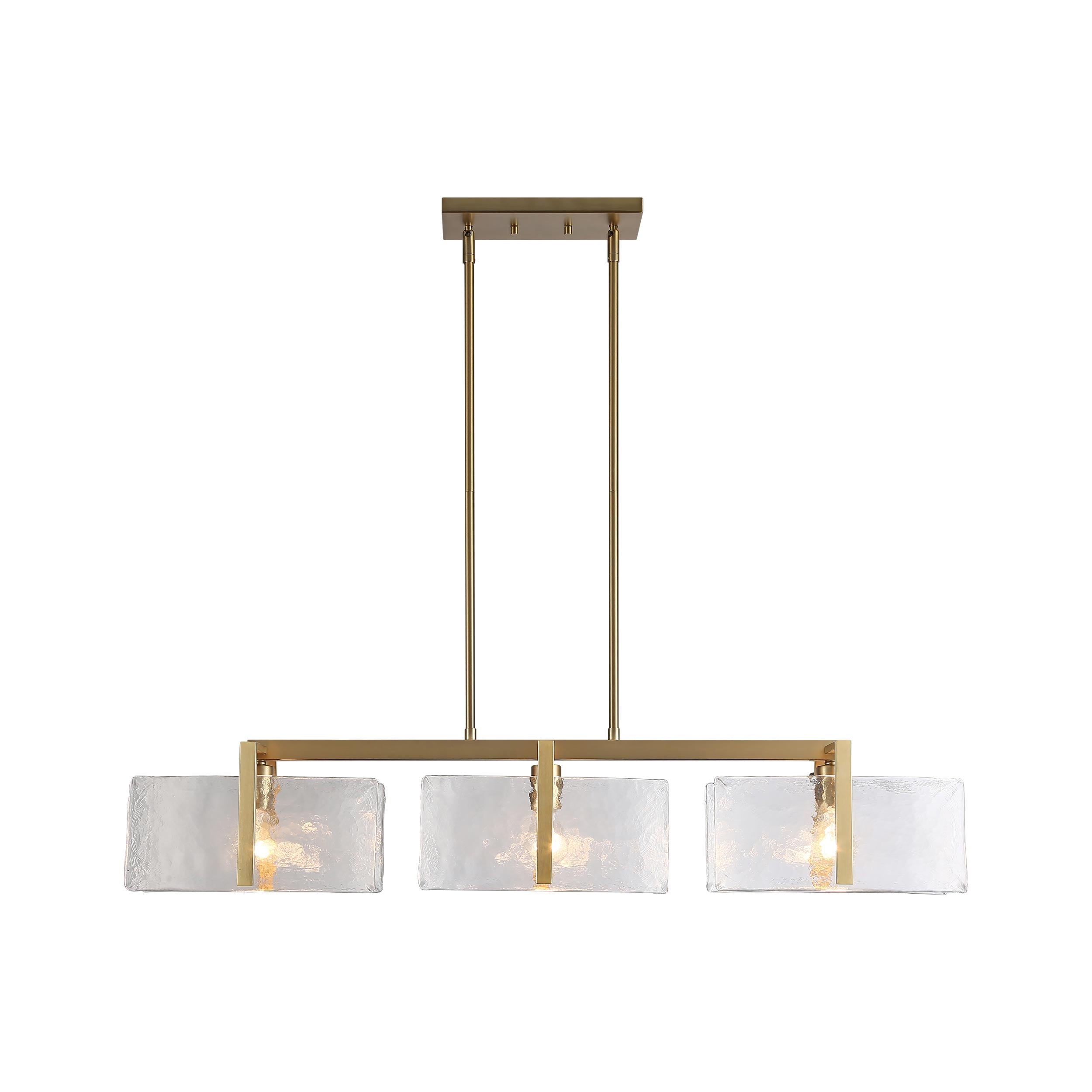 Aenon Linear Pendant in Brushed Champagne Bronze with Hammered Water Glass - Default Title - Golden Lighting