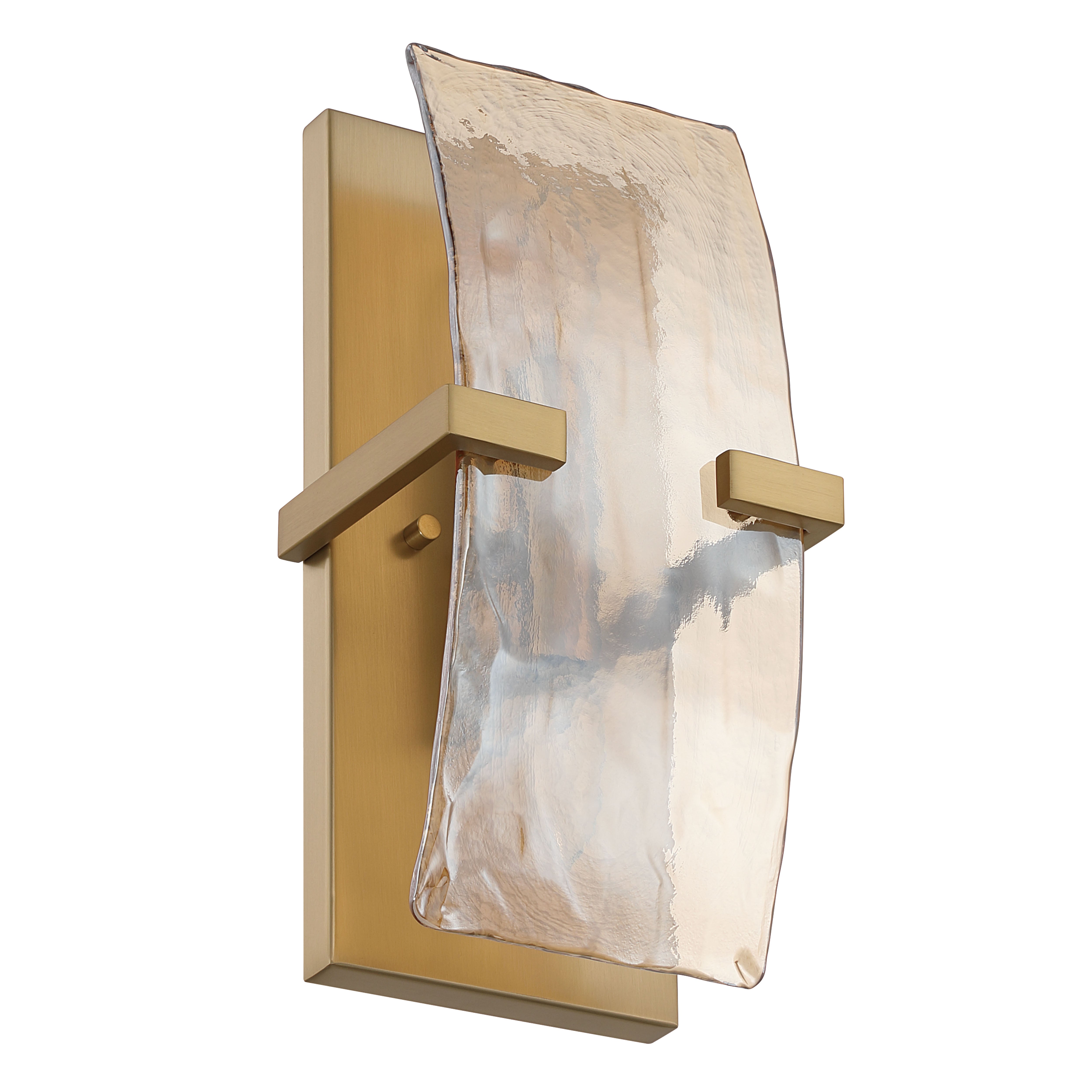 Aenon 2-light Wall Sconce in Brushed Champagne Brass with Amber Water Glass - - Golden Lighting