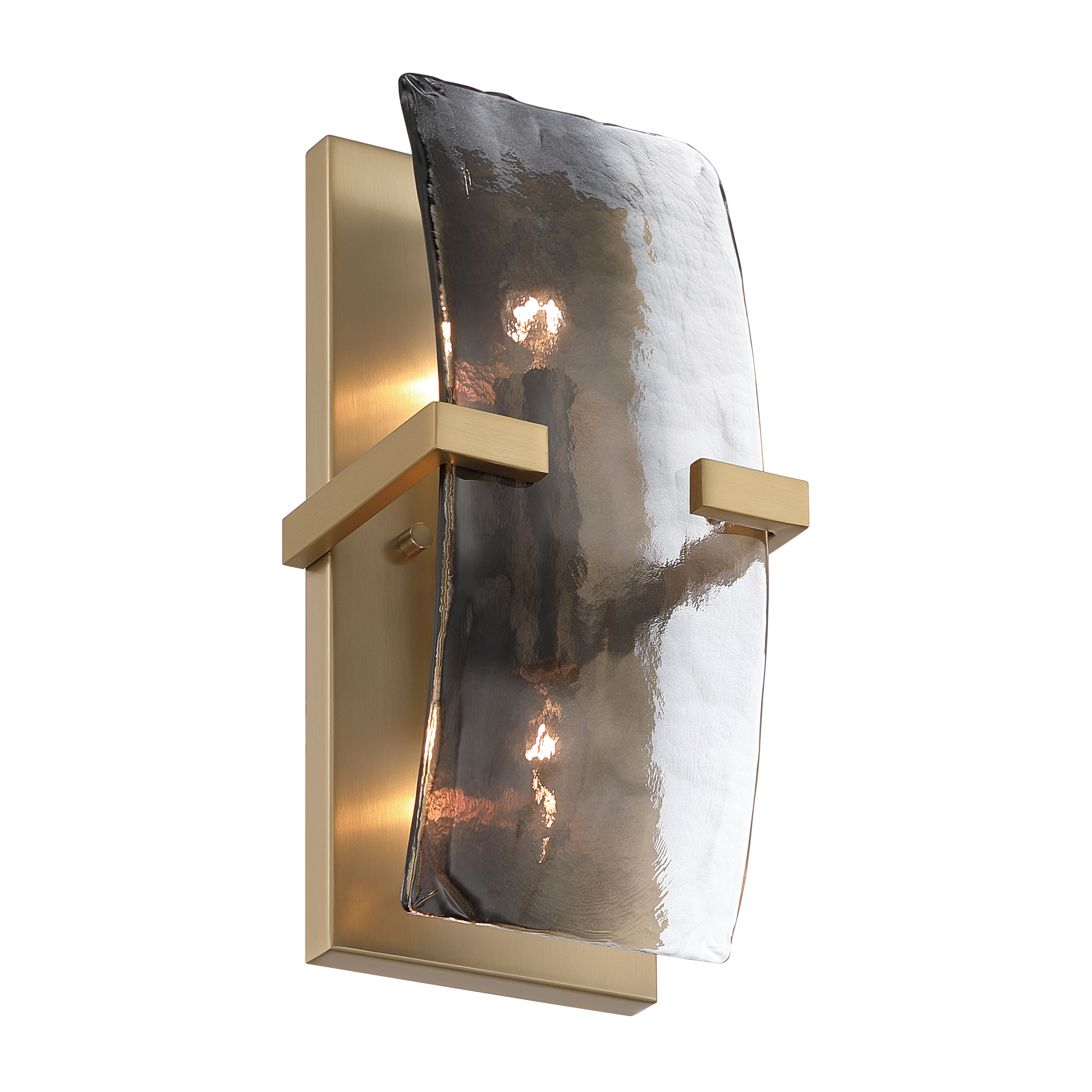 Aenon 2-light Wall Sconce in Brushed Champagne Brass with Smokey Water Glass - - Golden Lighting