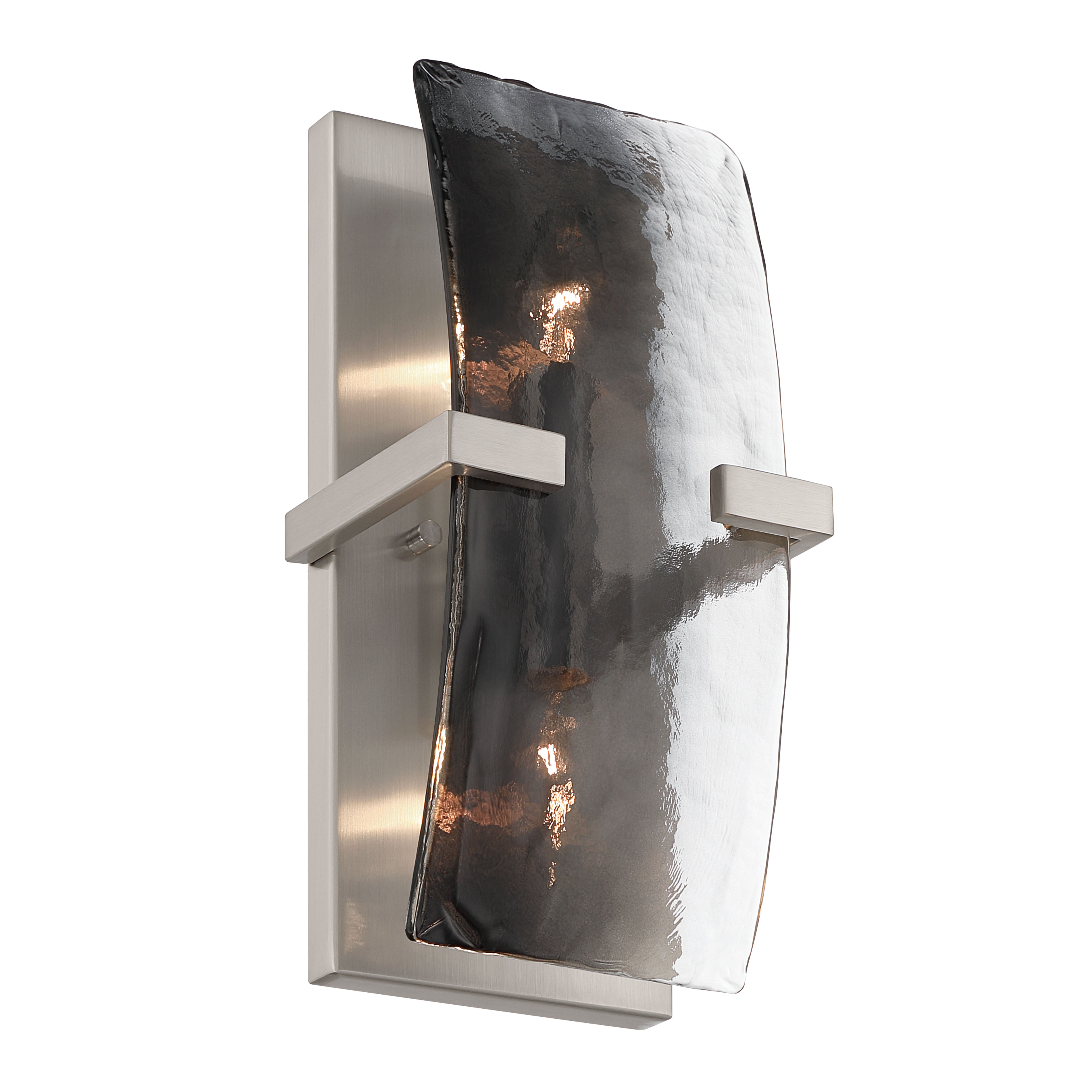 Aenon 2-light Wall Sconce in Pewter with Smokey Water Glass - - Golden Lighting