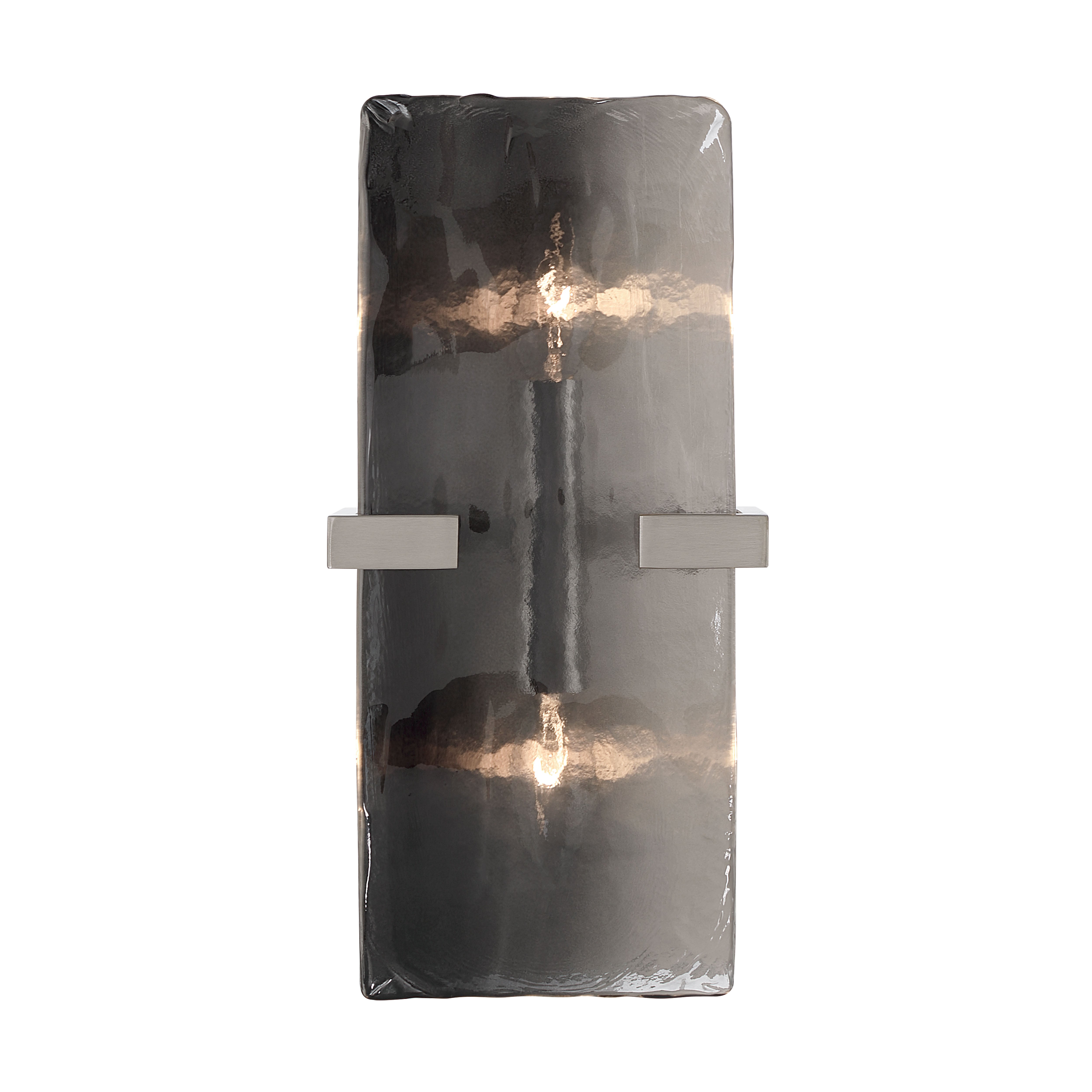 Aenon 2-light Wall Sconce in Pewter with Smokey Water Glass - - Golden Lighting