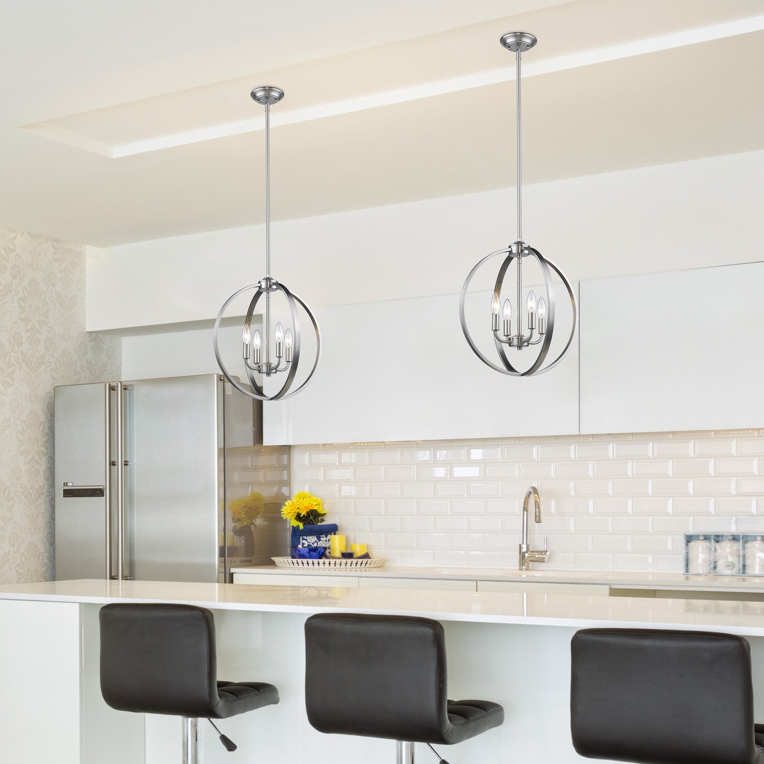 Colson PW 4 Light Pendant in Pewter - Default Title - Golden Lighting