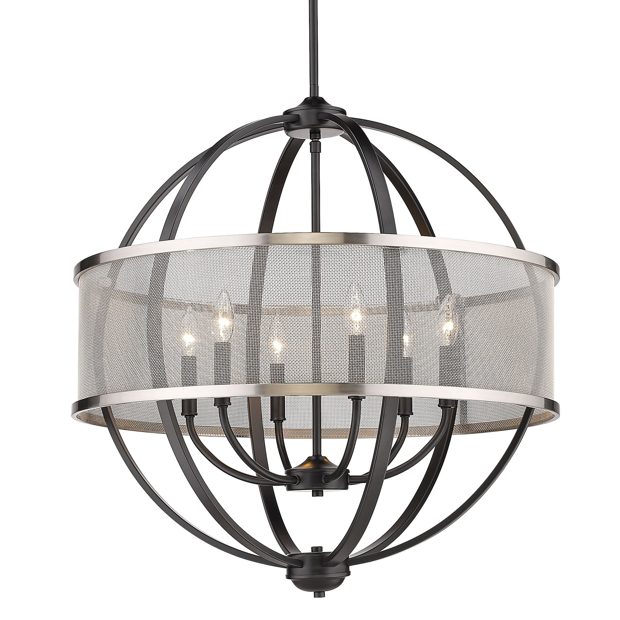 Golden Lighting Colson 6-light Chandelier in Matte Black and Pewter shade