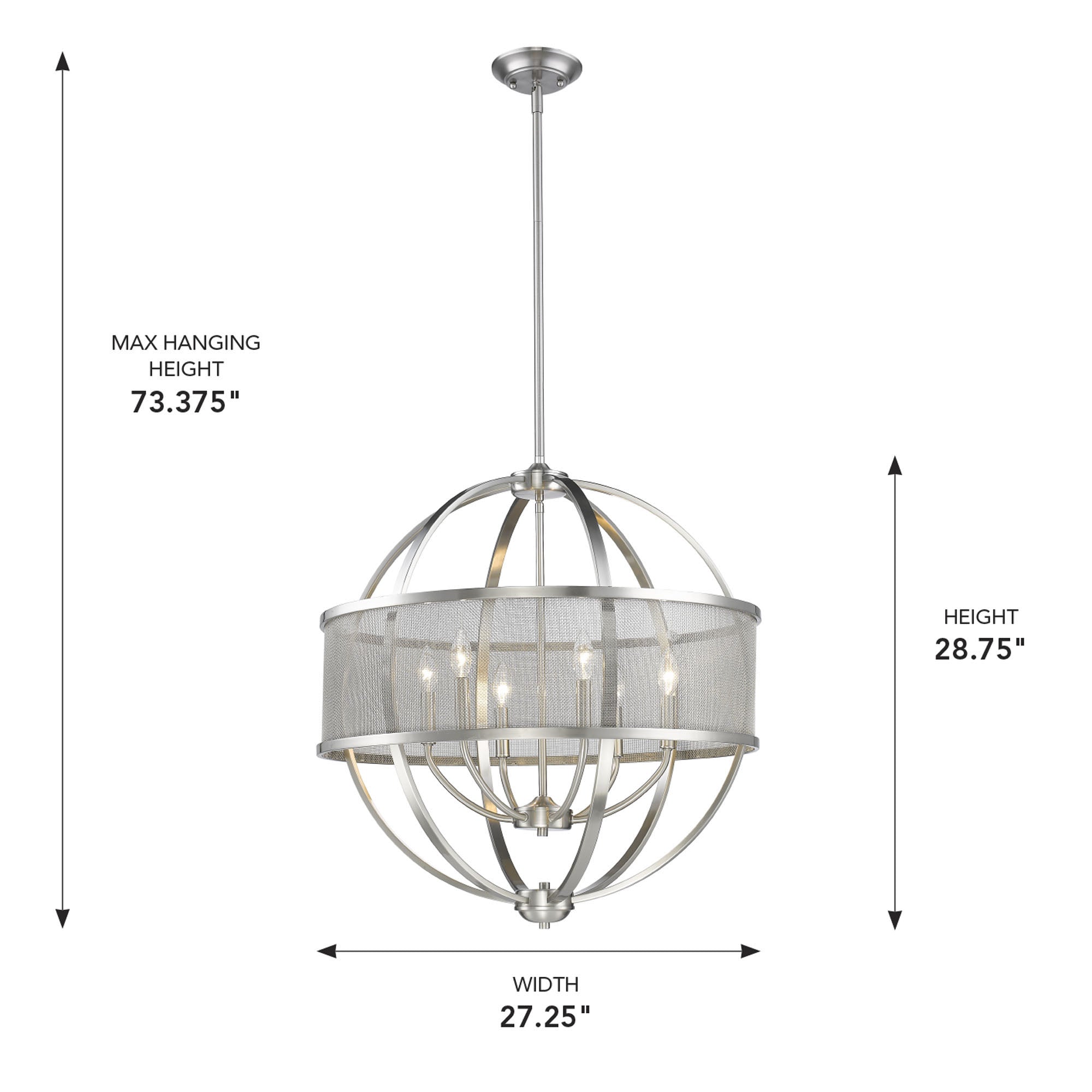Golden Lighting Colson 6-light Chandelier in Pewter and Pewter shade - - Golden Lighting