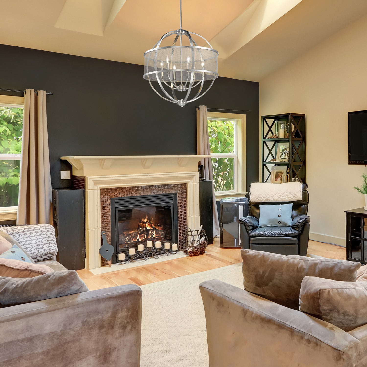 Golden Lighting Colson 6-light Chandelier in Pewter and Pewter shade