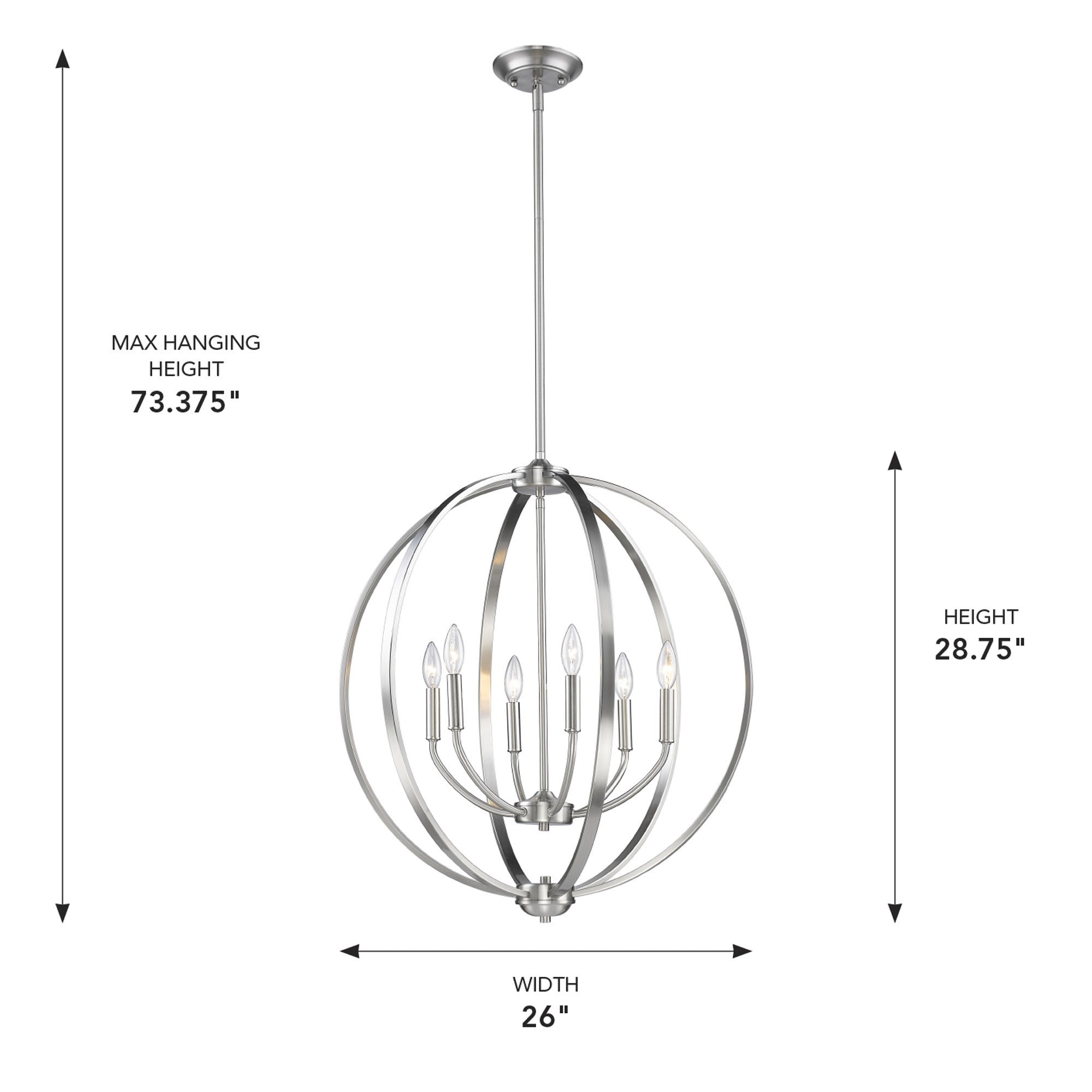Golden Lighting Colson 6-light Chandelier in Pewter - - Golden Lighting