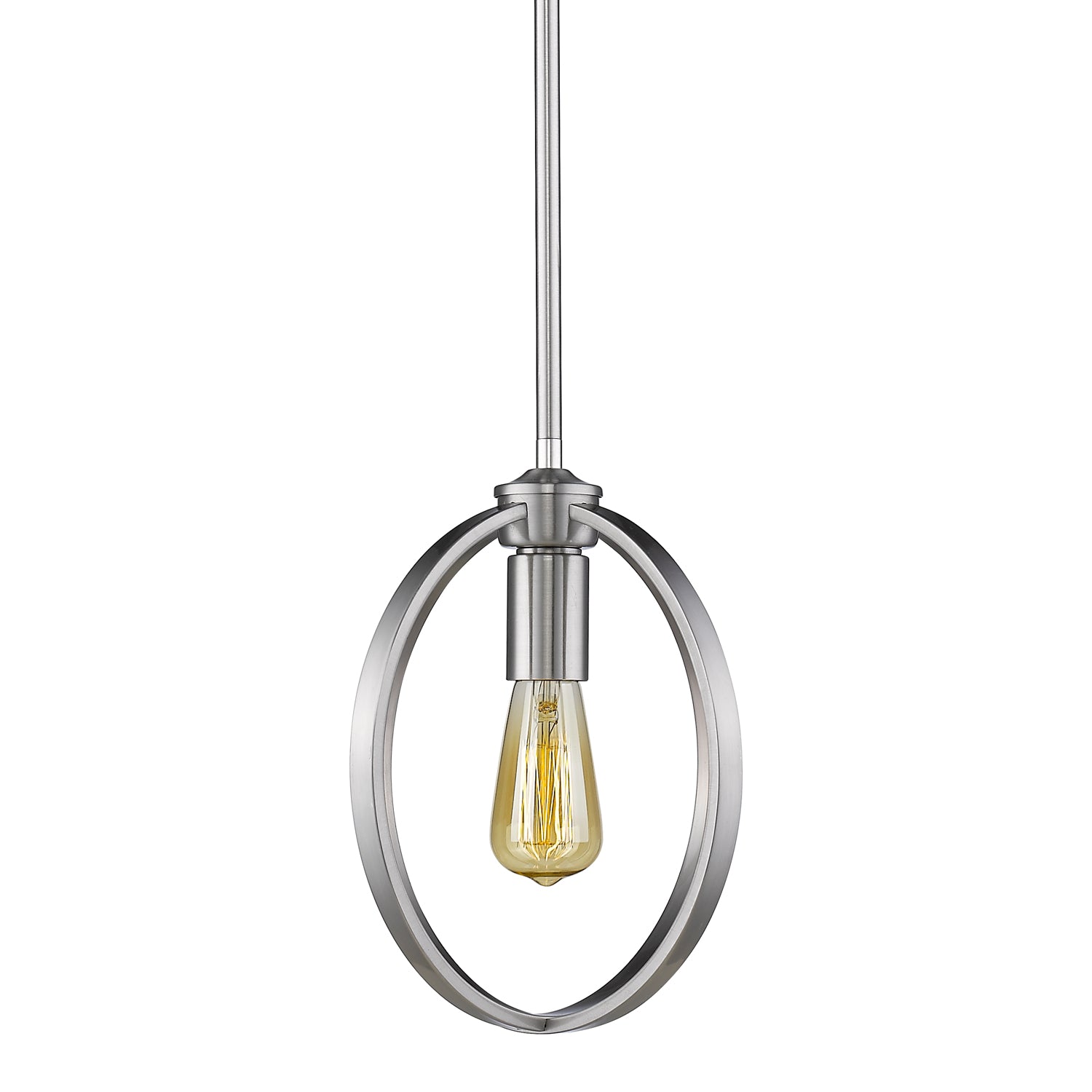 Colson PW Mini Pendant (with Matte Black shade) in Pewter - - Golden Lighting
