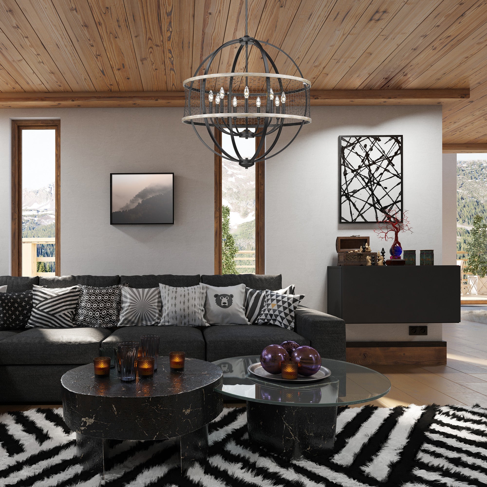 Golden Lighting Roost 9-light Chandelier in Matte Black