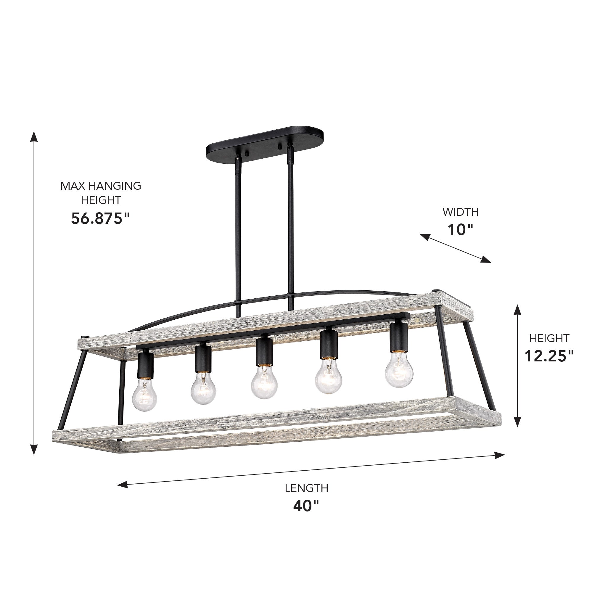 Golden Lighting Teagan 5-light Island Light in Natural Black - - Golden Lighting