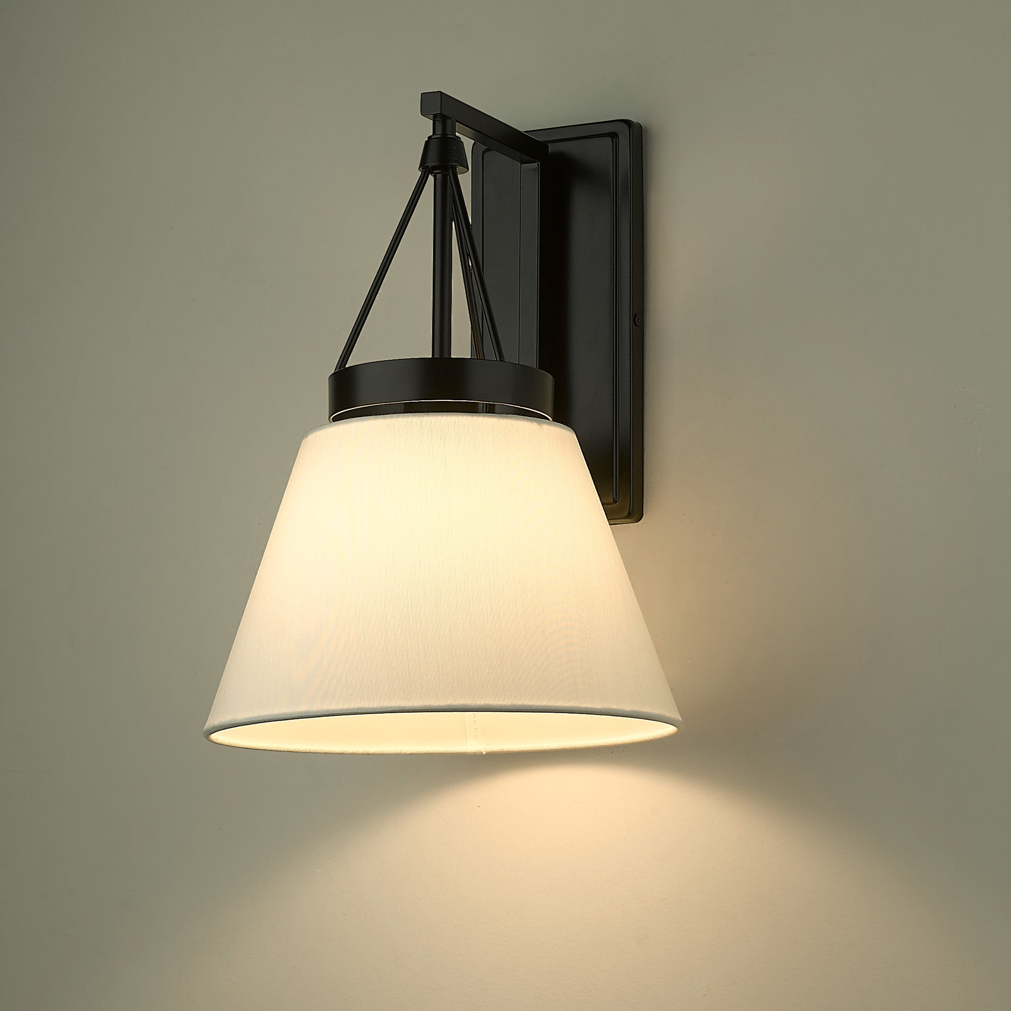 Golden Lighting Penn 1-light Wall Sconce in Matte Black and Modern White shade - - Golden Lighting