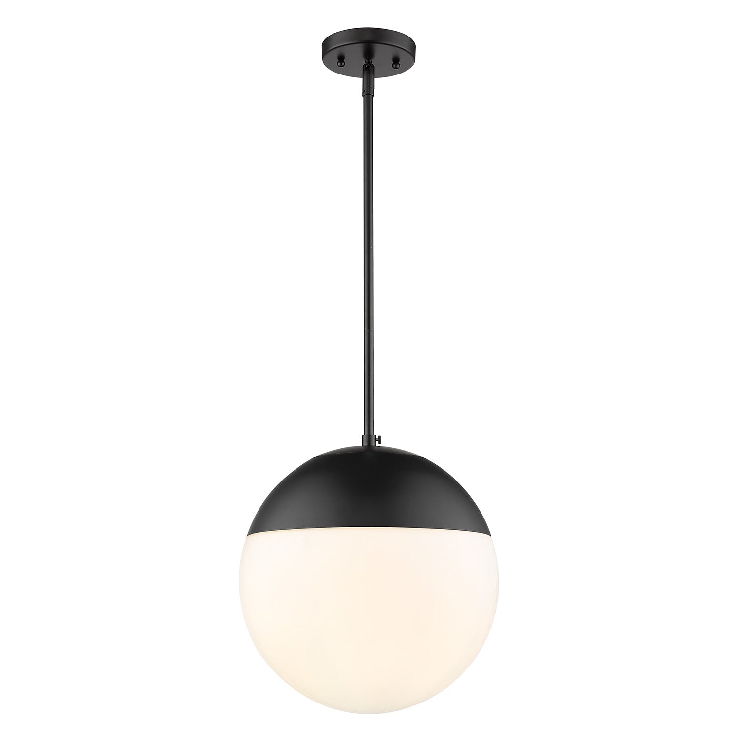 Golden Lighting Dixon 1-light 12in Pendant and Matte Black shade and Opal Glass - - Golden Lighting