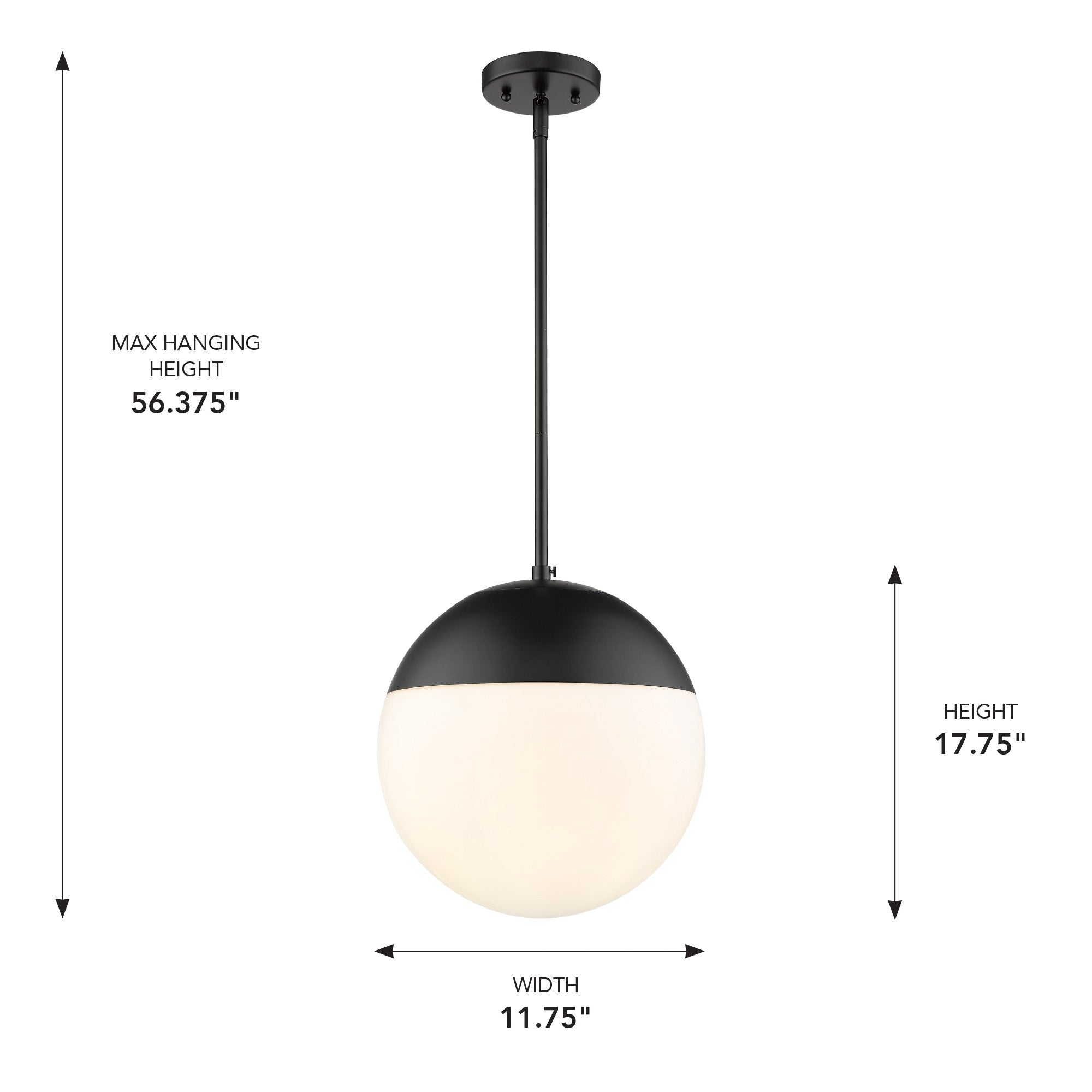 Golden Lighting Dixon 1-light 12in Pendant and Matte Black shade and Opal Glass - - Golden Lighting