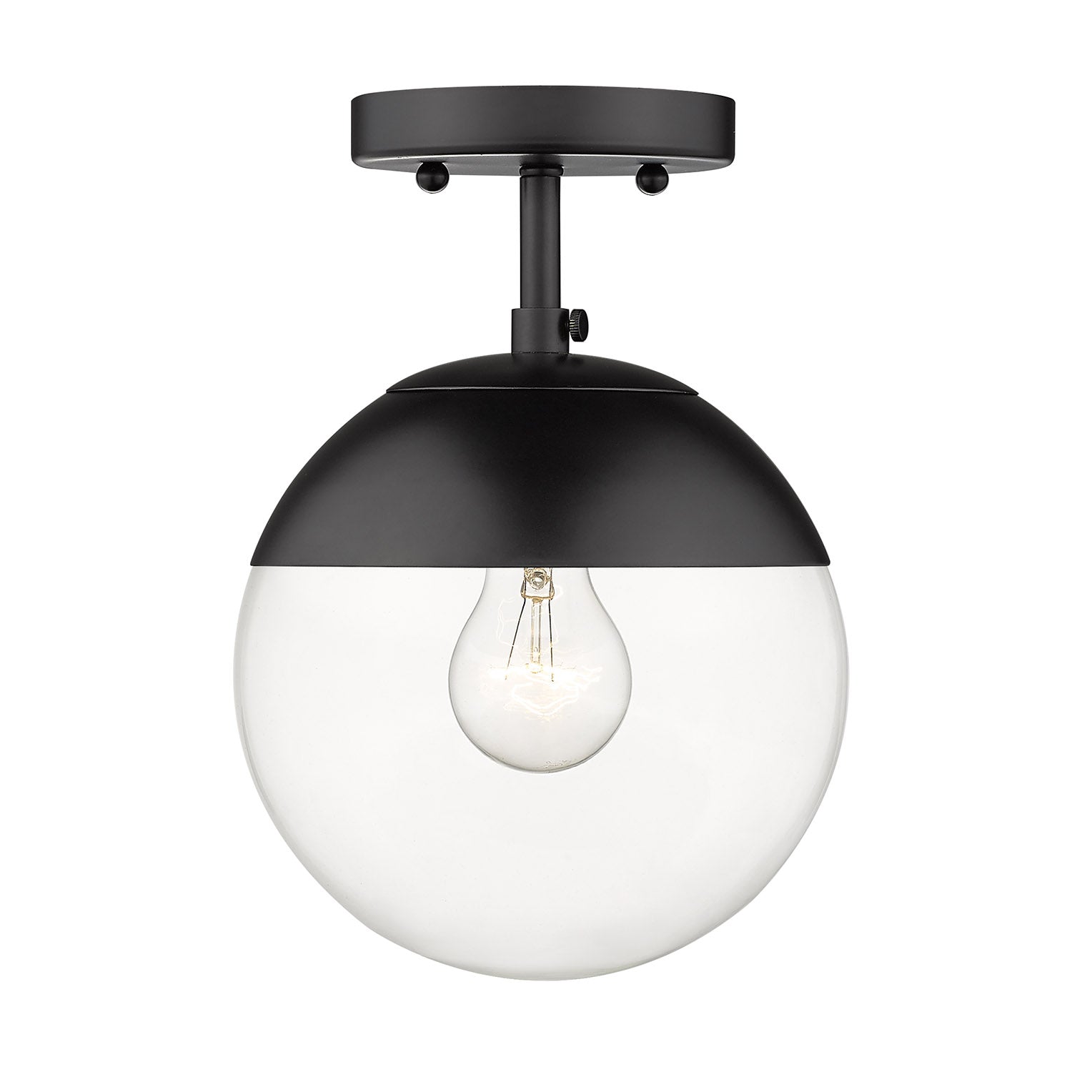 Golden Lighting Dixon 1-light Semi-Flush Mount in Matte Black and Clear Glass
