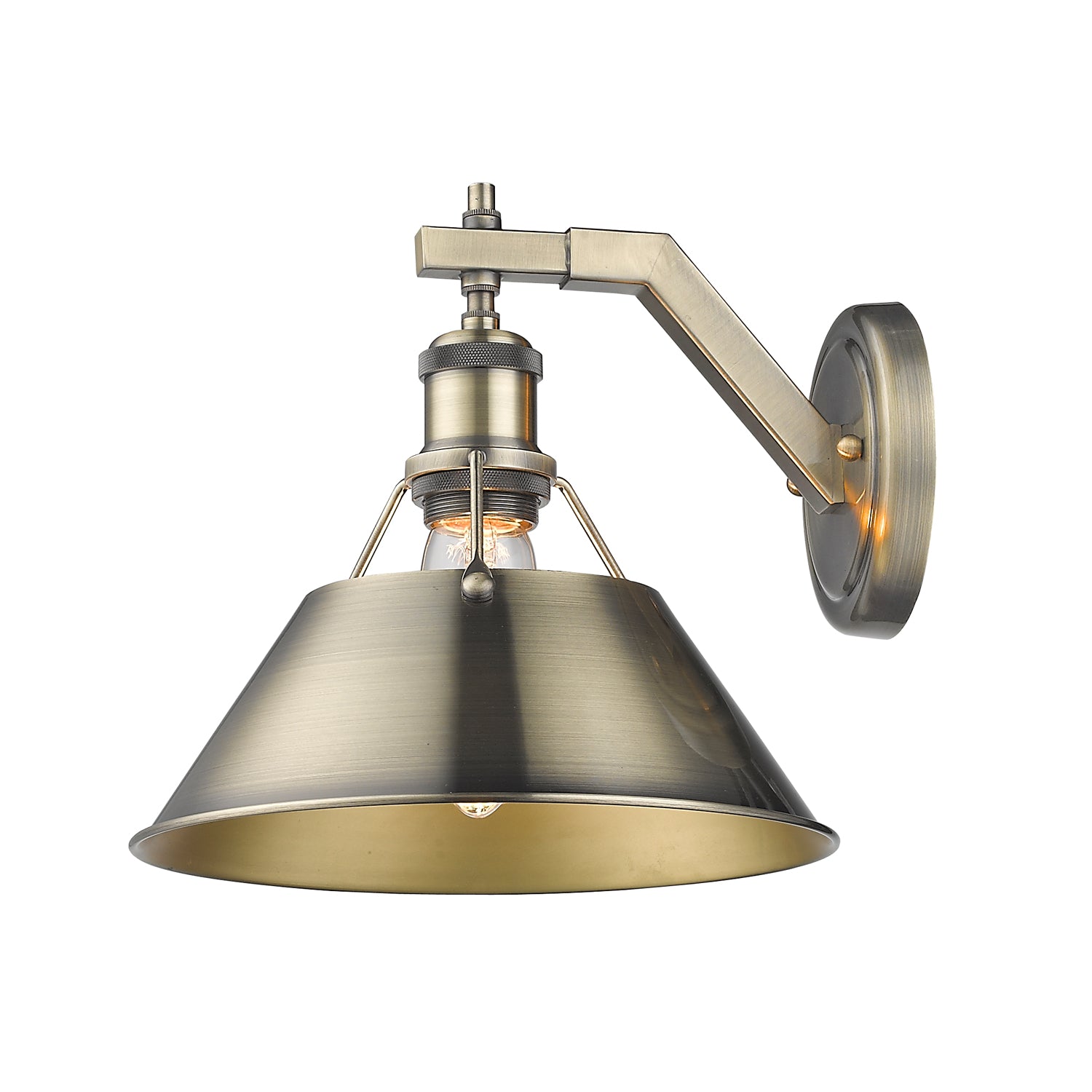 Yep by Golden Lighting Orwell 1-light Wall Sconce in Aged Brass - - Golden Lighting
