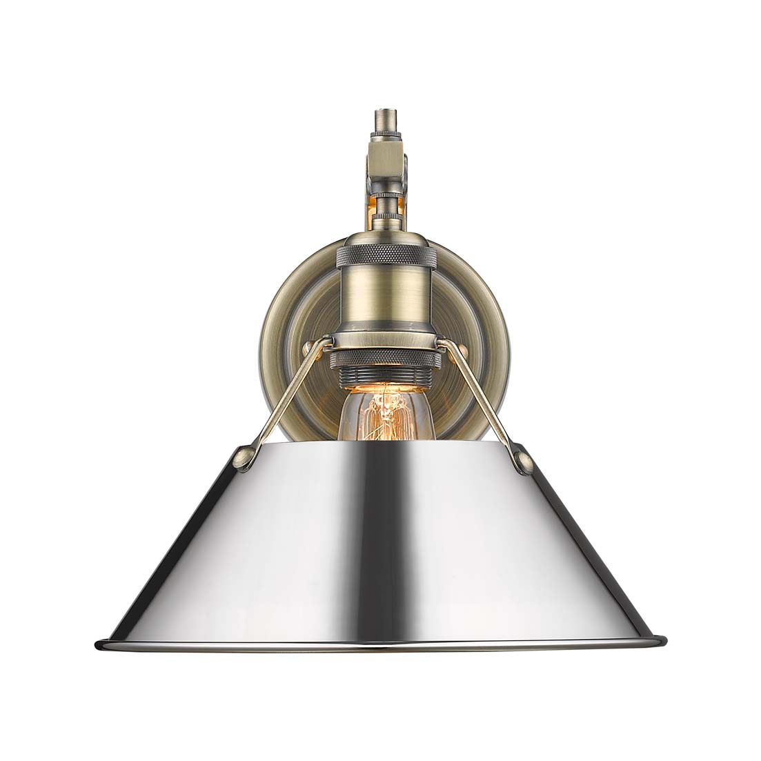 Yep by Golden Lighting Orwell 1-light Wall Sconce in Aged Brass and Chrome shade - - Golden Lighting