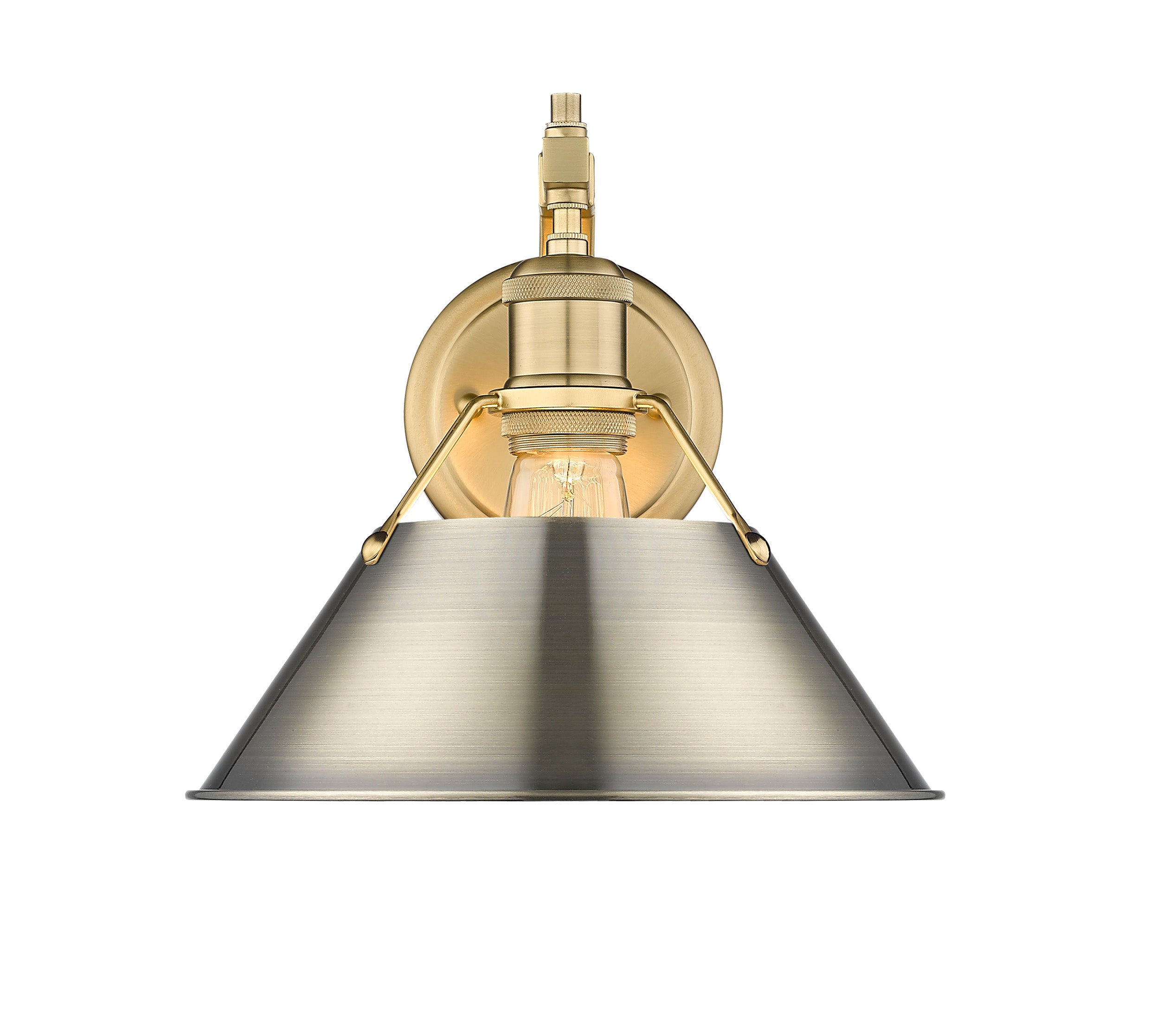 Yep by Golden Lighting Orwell 1-light Wall Sconce in Brushed Champagne Brass and Aged Brass shade - - Golden Lighting