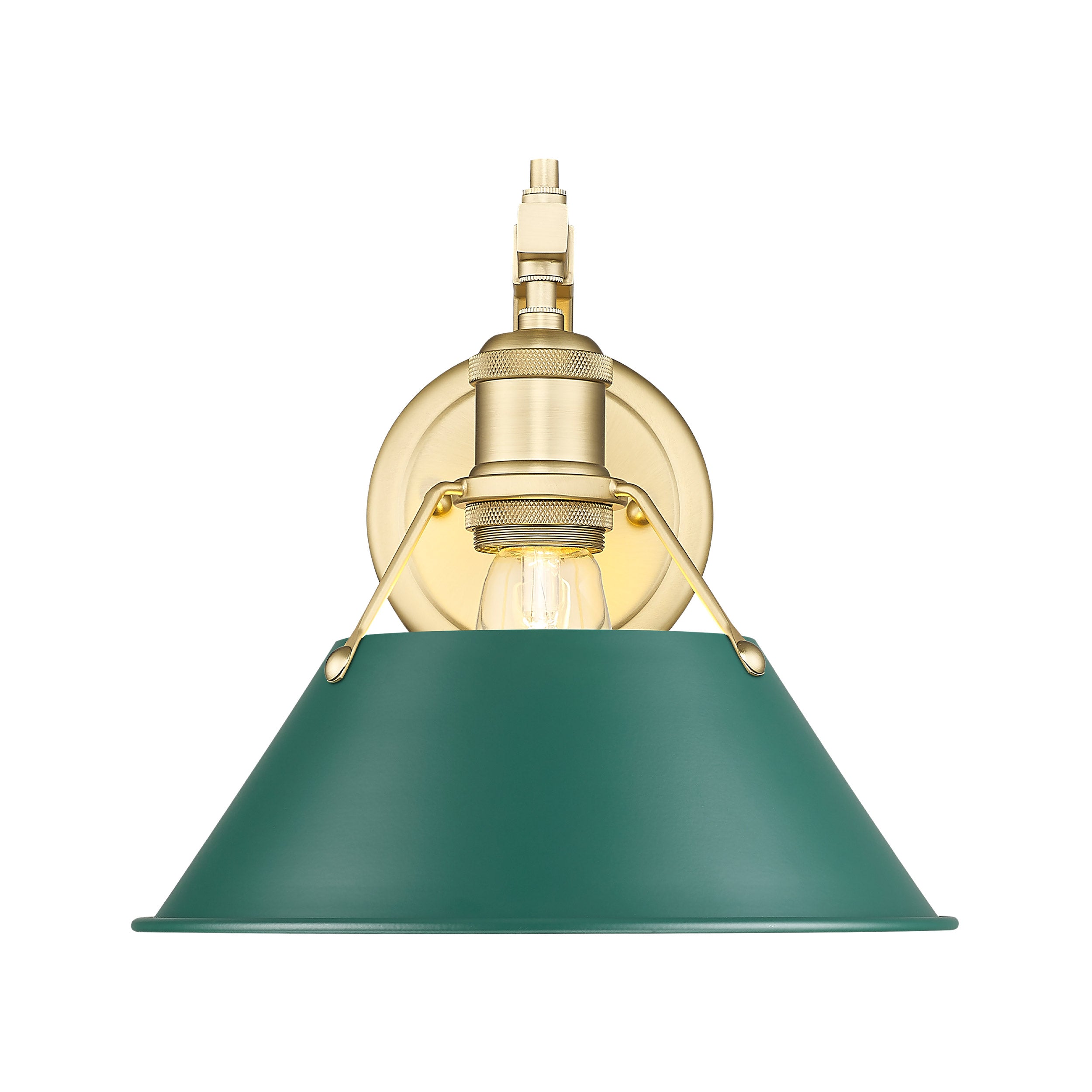 Yep by Golden Lighting Orwell 1-light Wall Sconce in Brushed Champagne Brass and Pine Green shade - - Golden Lighting