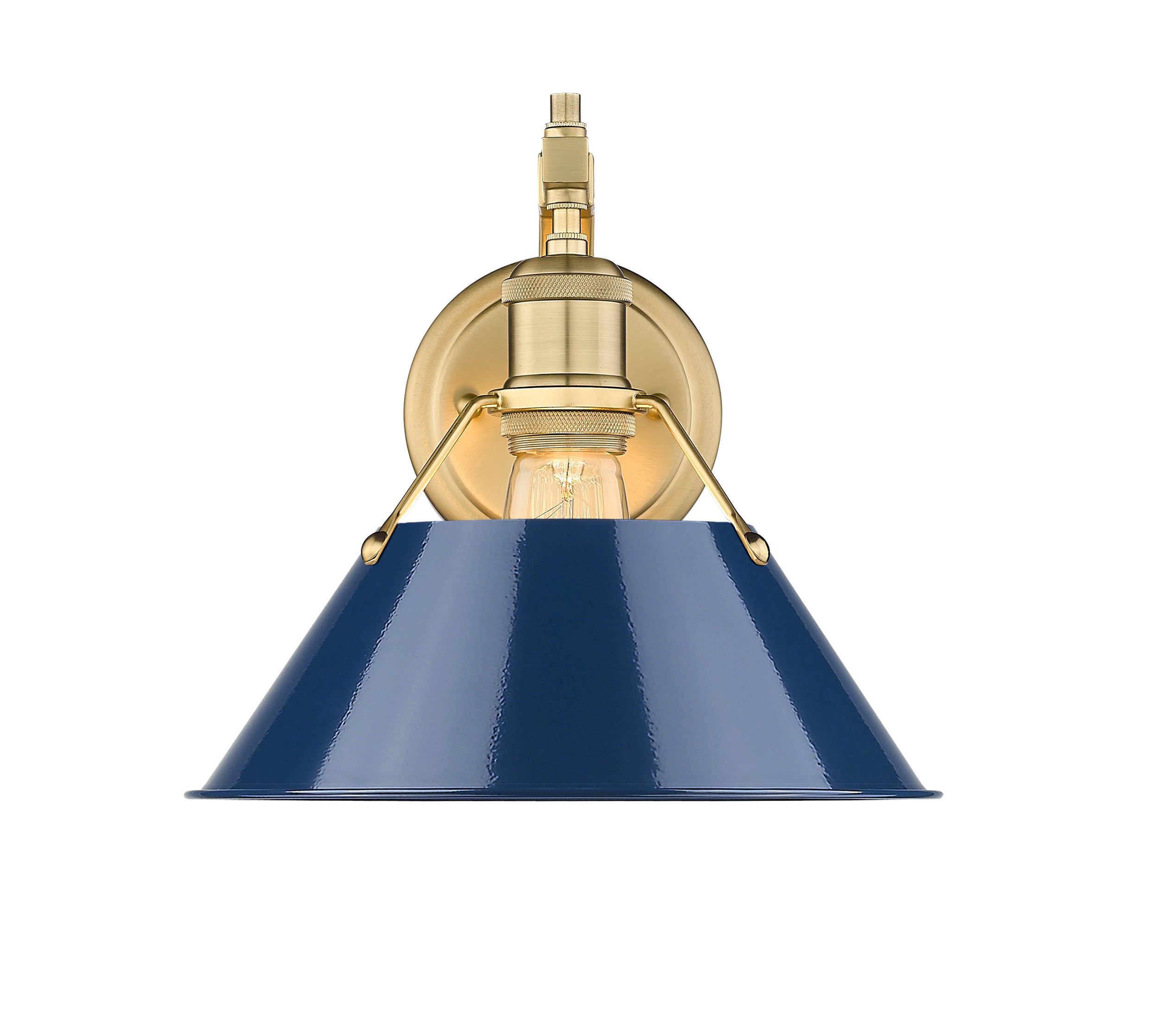 Yep by Golden Lighting Orwell 1-light Wall Sconce in Brushed Champagne Brass and Navy Blue shade - - Golden Lighting